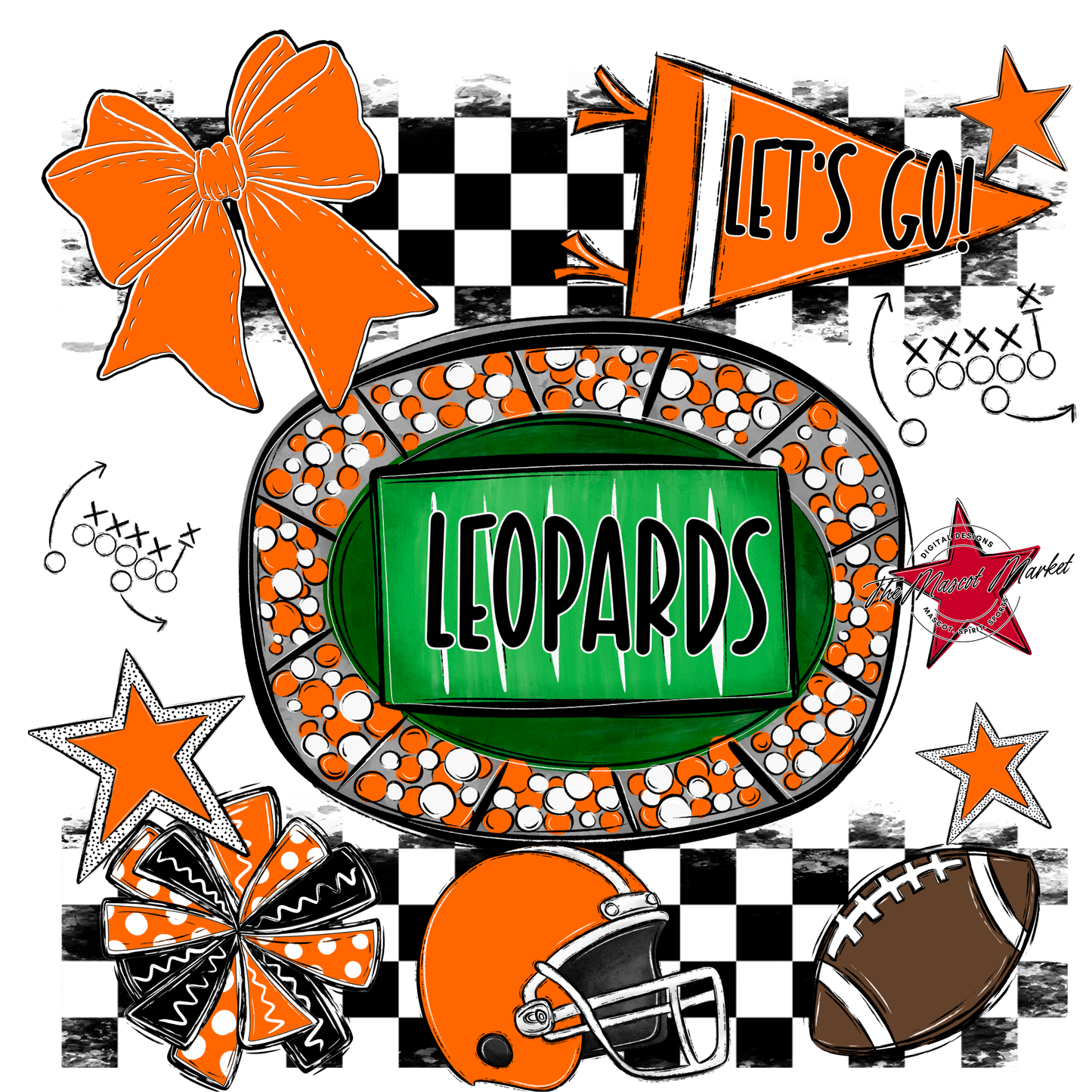 Leopards Checkers Spirit Design-Orange