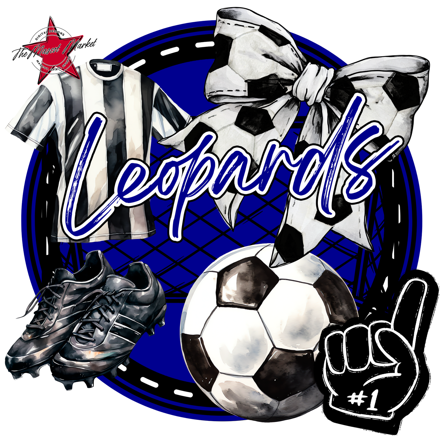 Leopards Circle Soccer Design-Blue