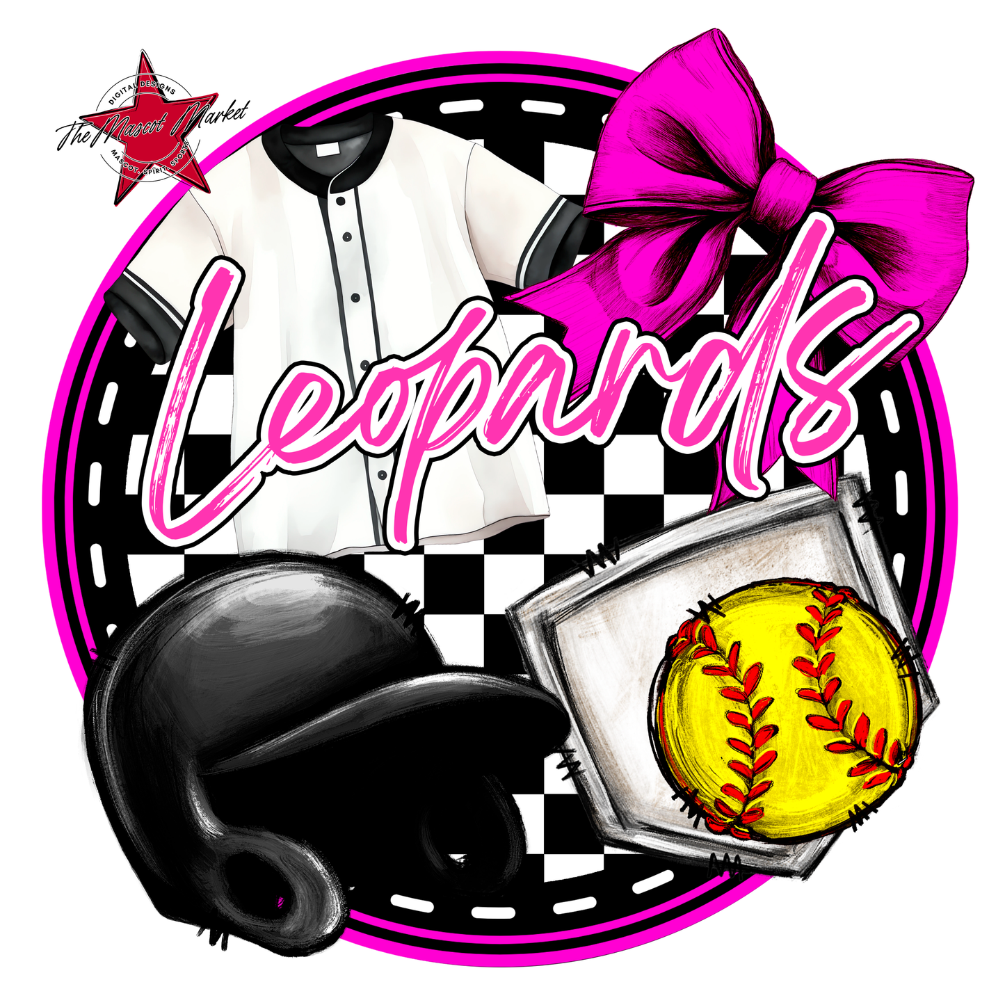 Leopards Circle Softball Design-Pink