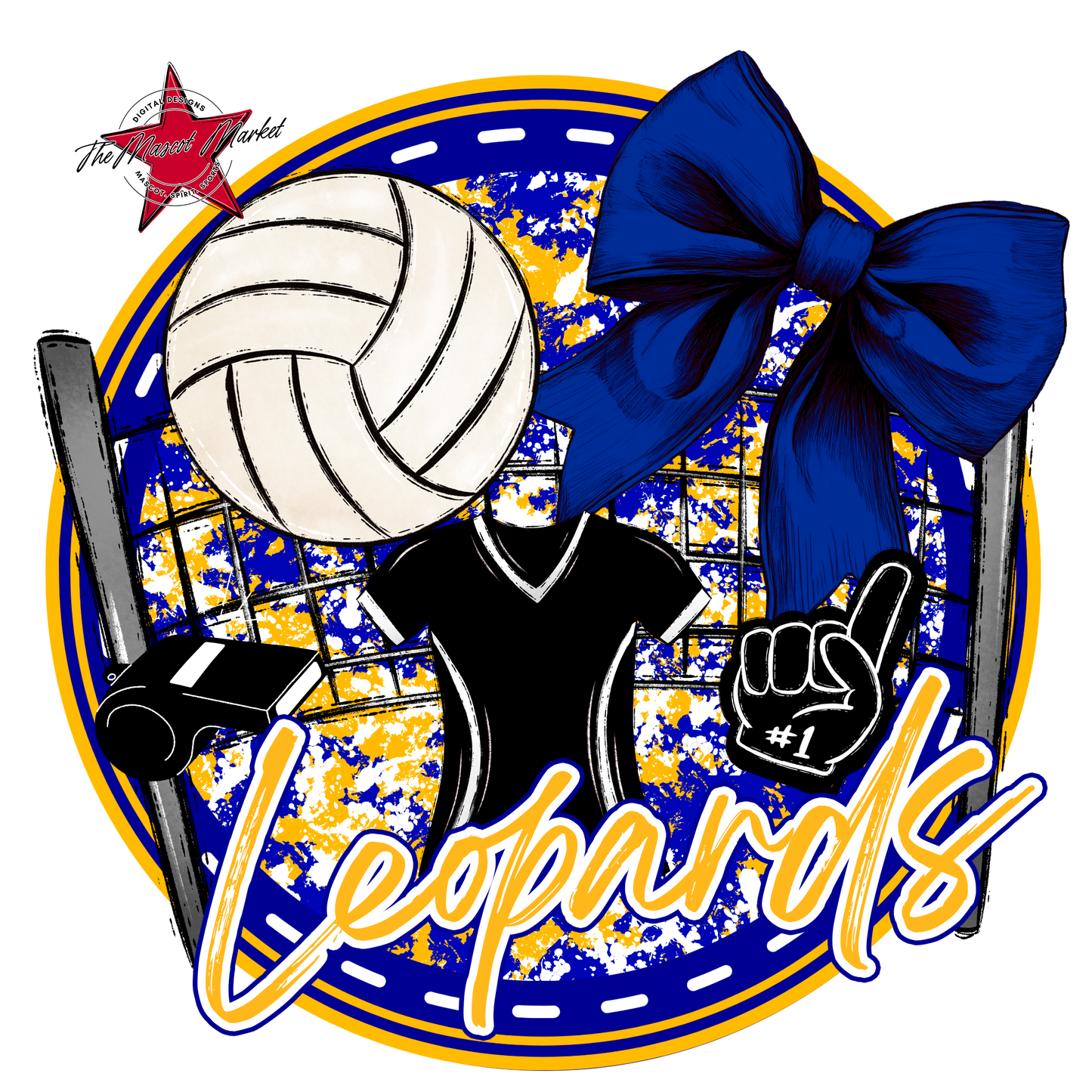 Leopards Circle Volleyball Design-Blue-Yellow