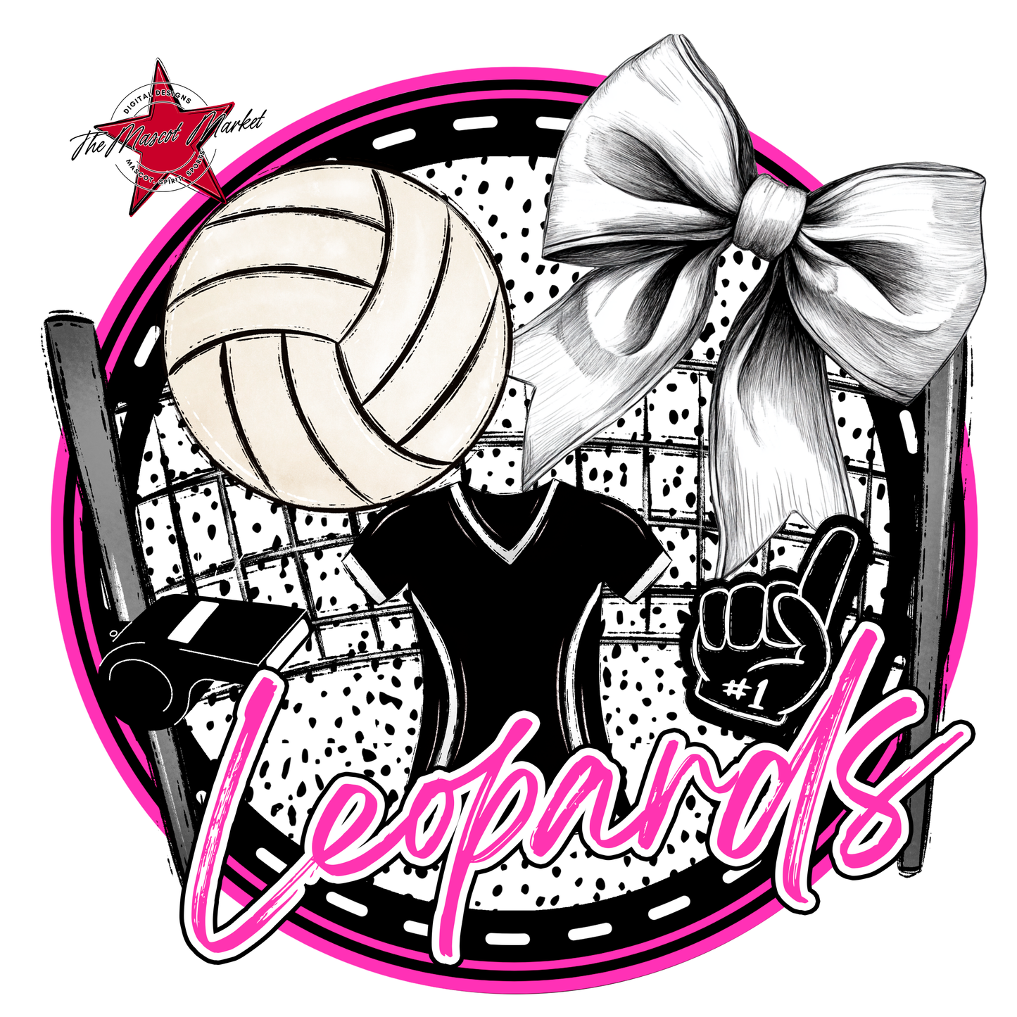 Leopards Circle Volleyball Design-Pink