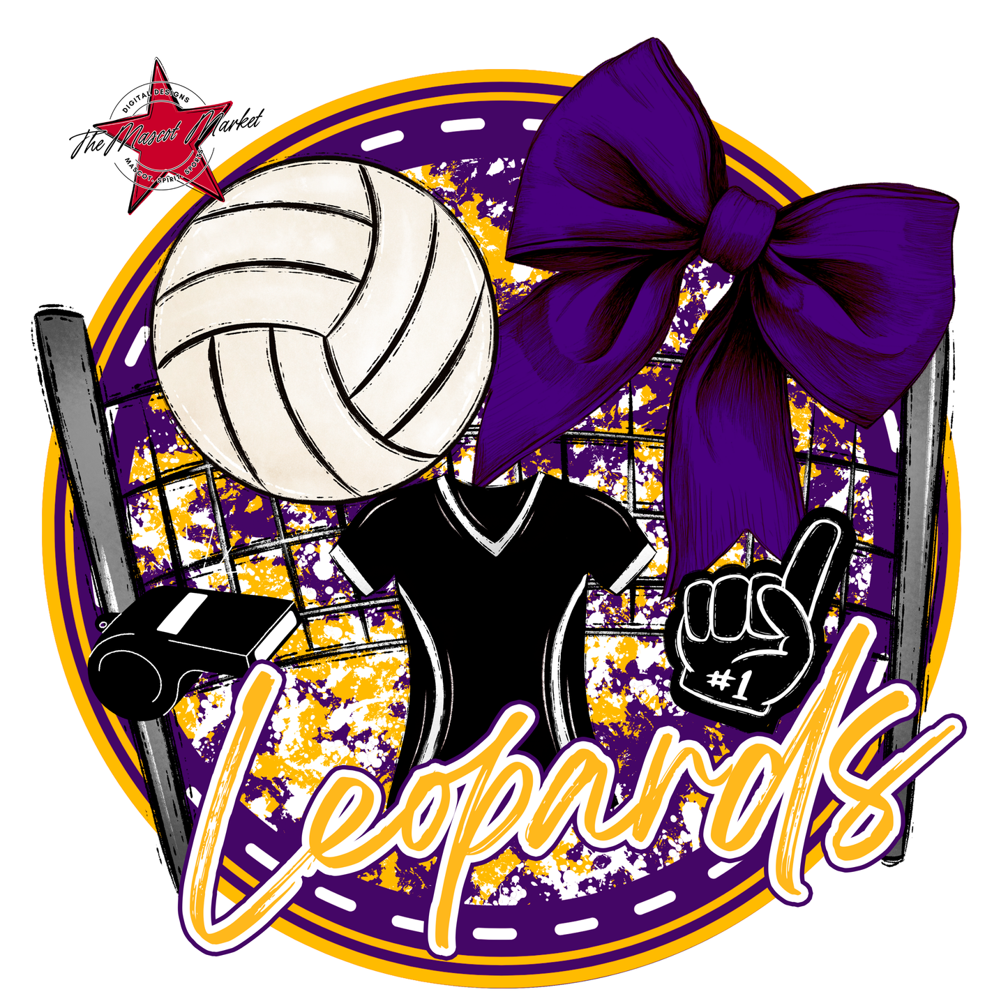 Leopards Circle Volleyball Design-Purple-Yellow