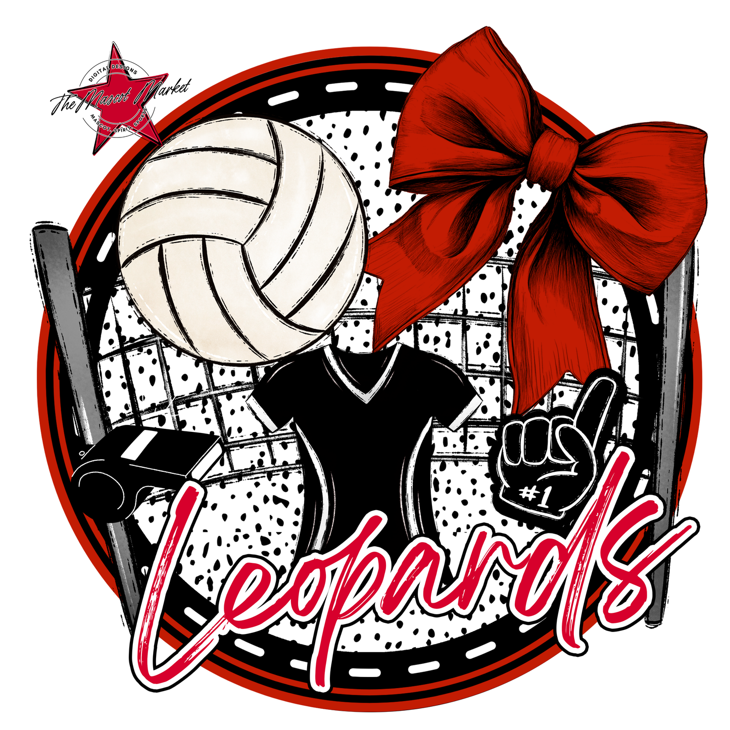 Leopards Circle Volleyball Design-Red