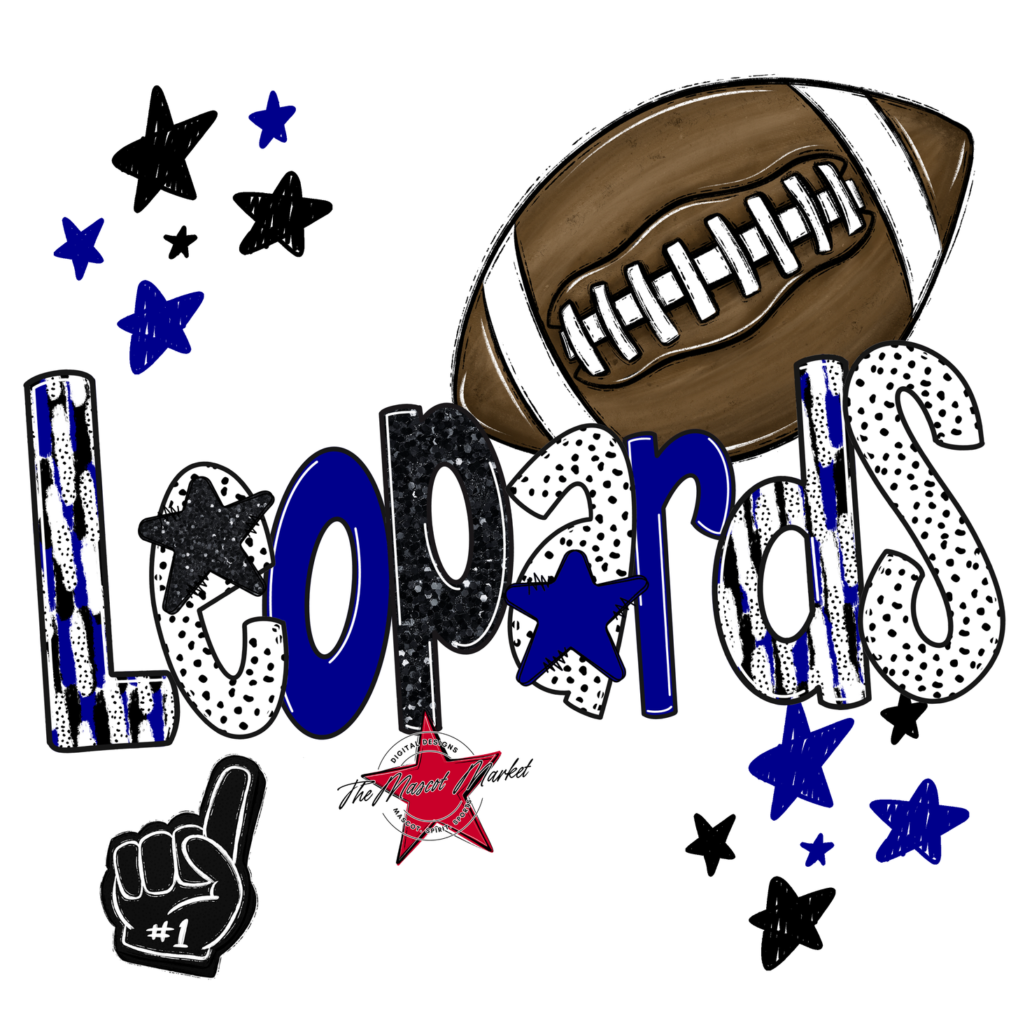 Leopards Football Scrape-Blue