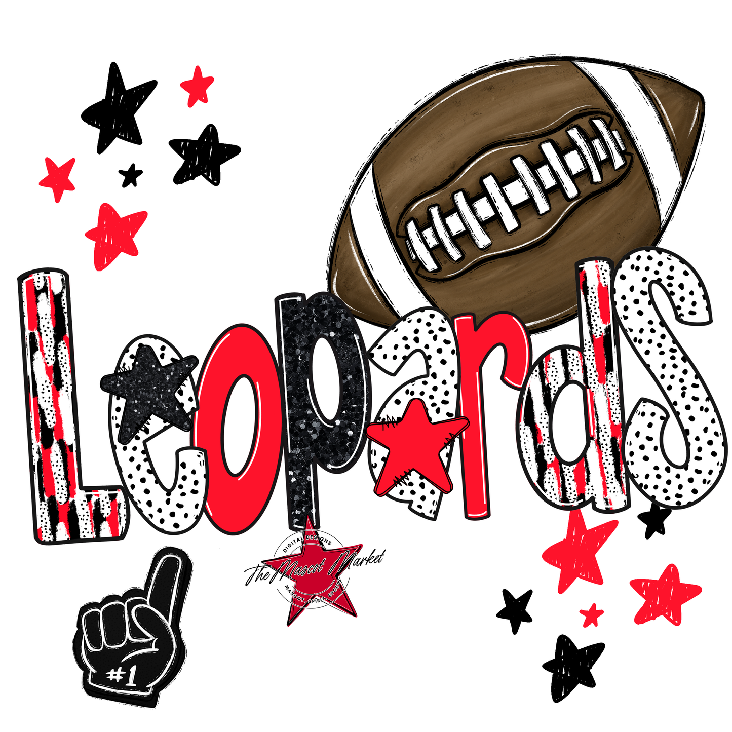 Leopards Football Scrape-Bright Red