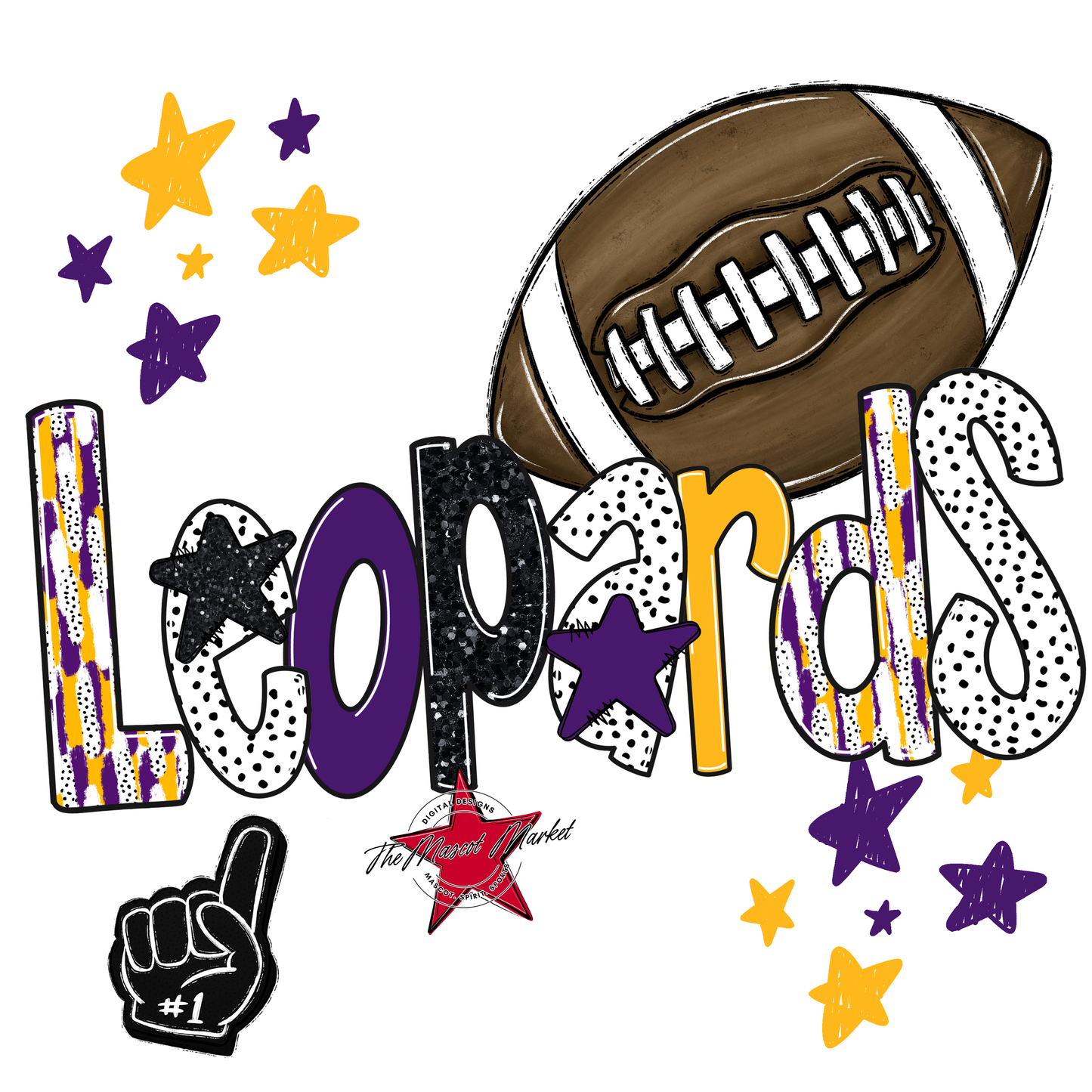 Leopards Football Scrape-Purple-Yellow