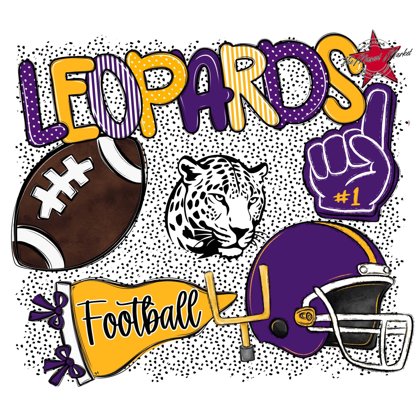 Leopards Football Spirit-Purple & Yellow