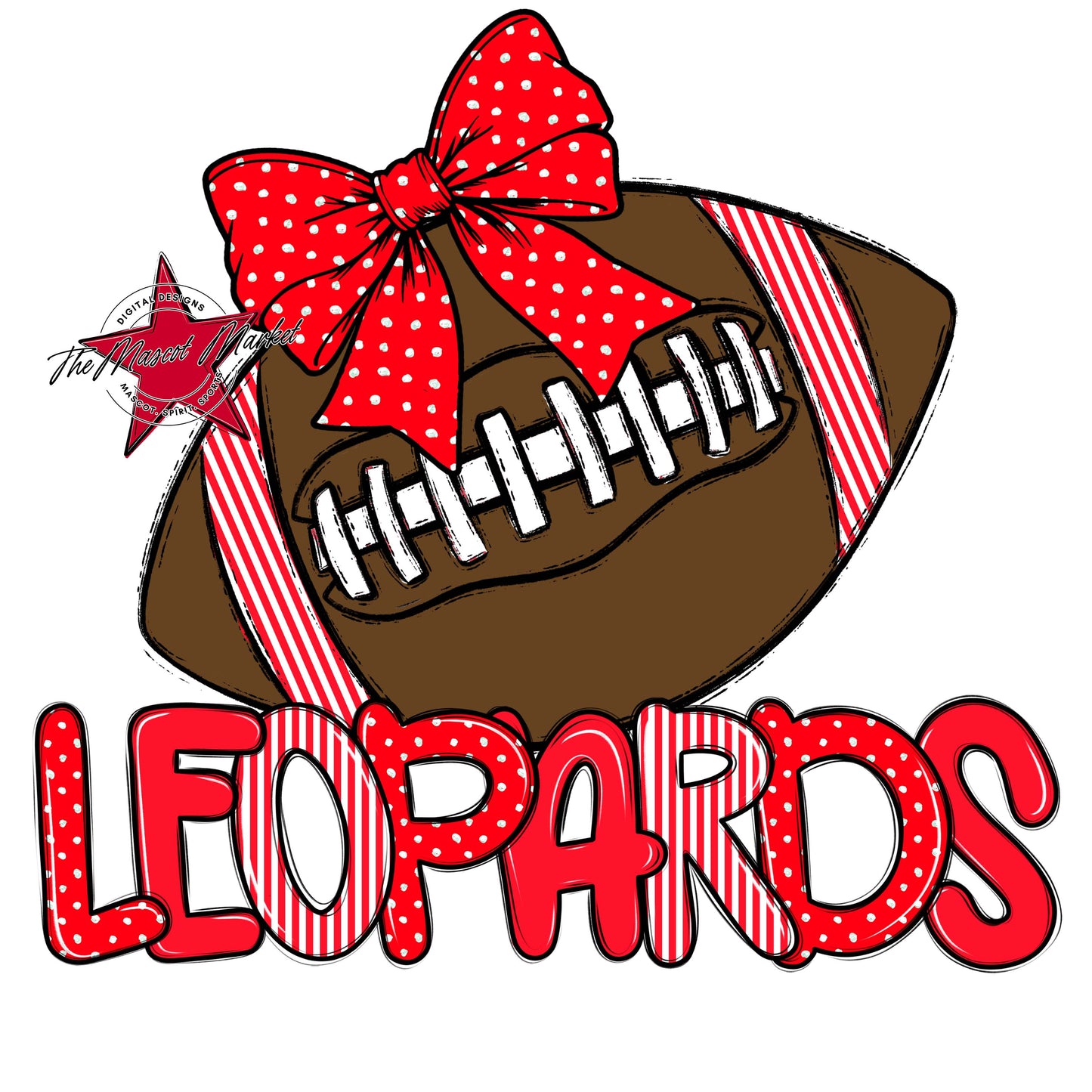 Leopards Football Spirit Design-Bright Red