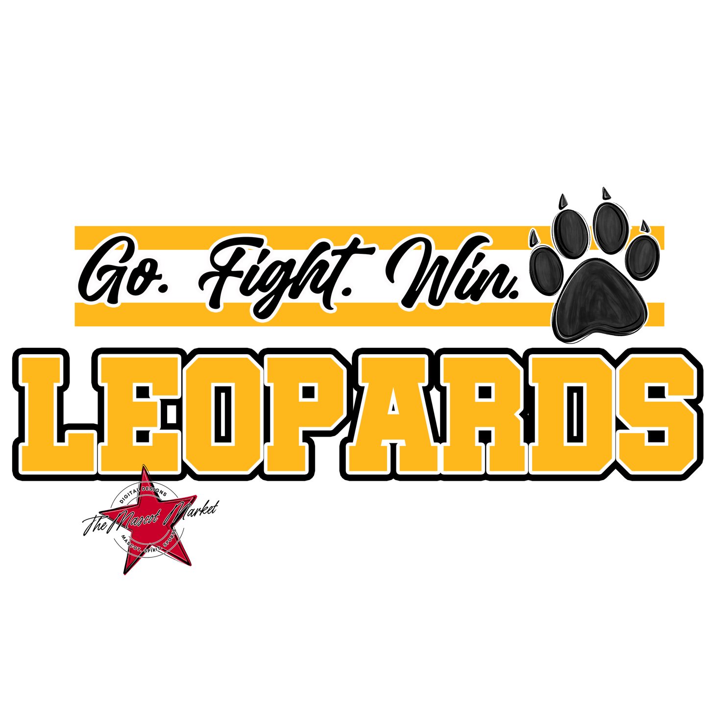 Leopards Go Fight Win Mascot Lines-Yellow