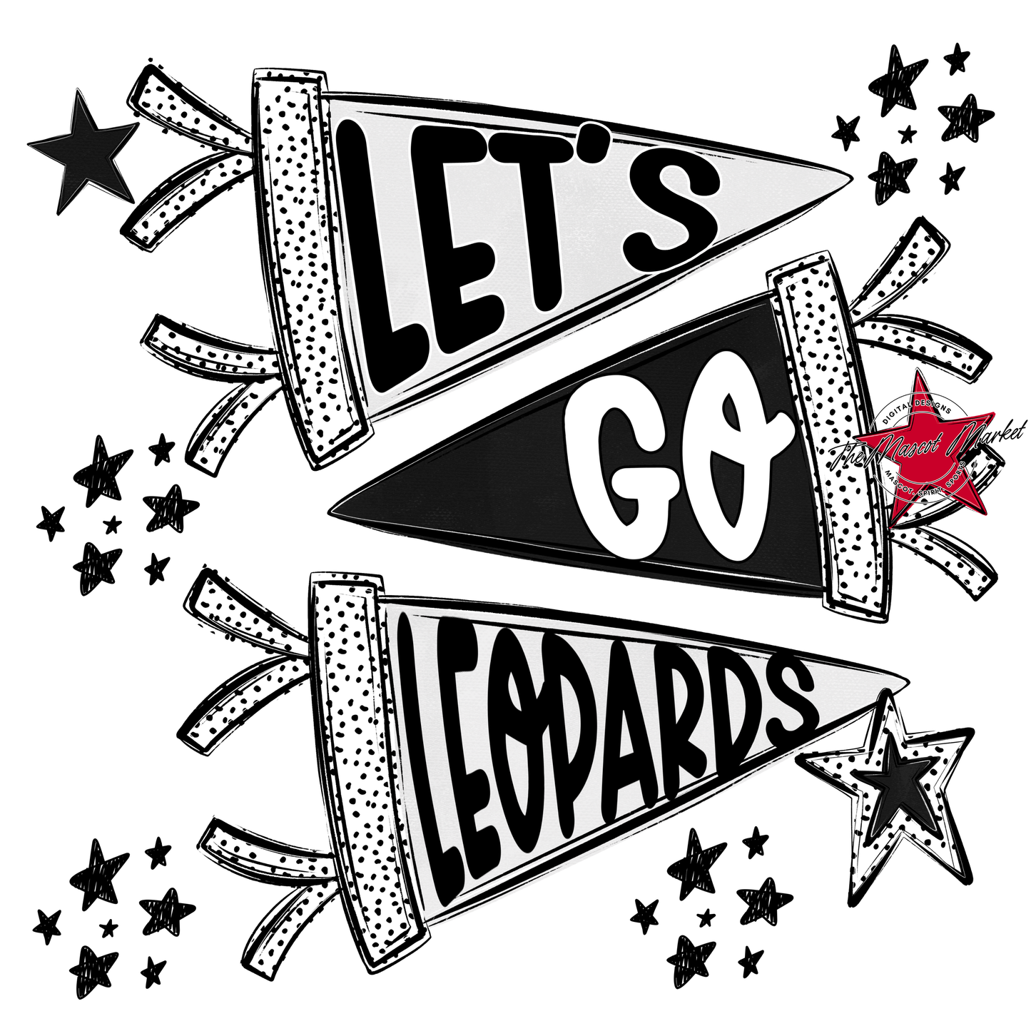 Leopards Let's Go Flag Design-Black