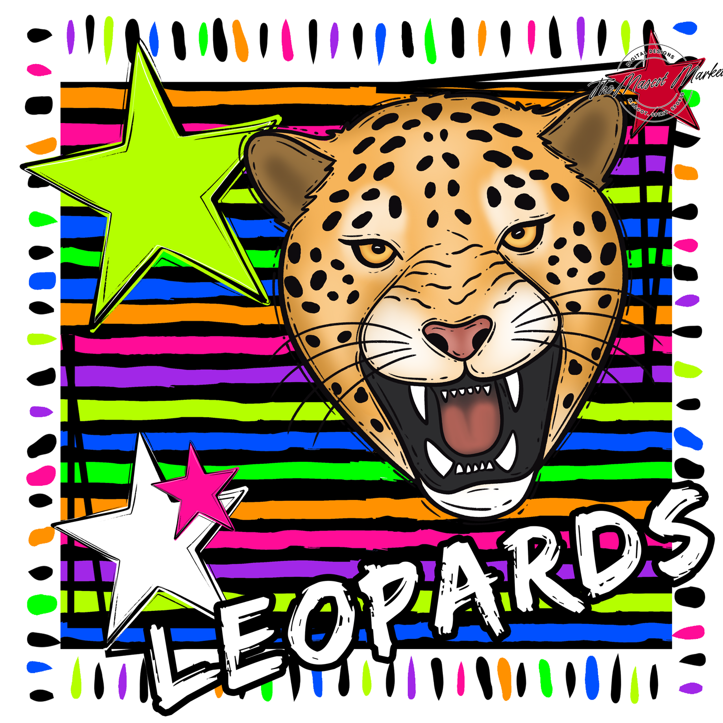 Leopards Mascot Frame-Neon Black