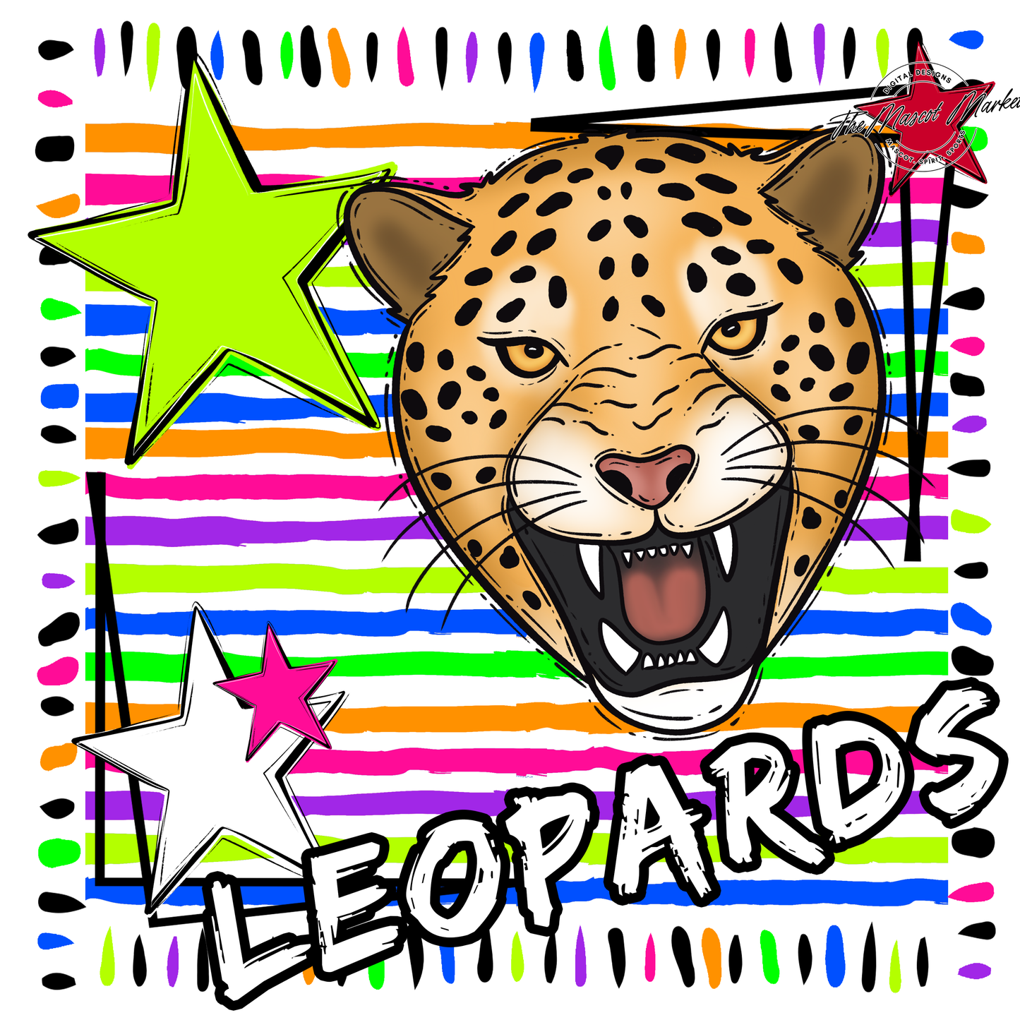 Leopards Mascot Frame-Neon White
