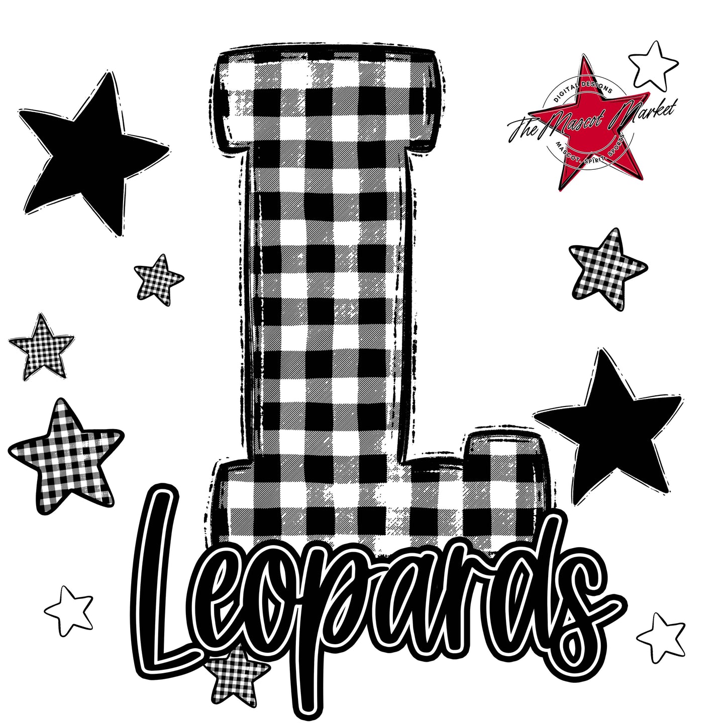 Leopards Plaid Star Design-Black