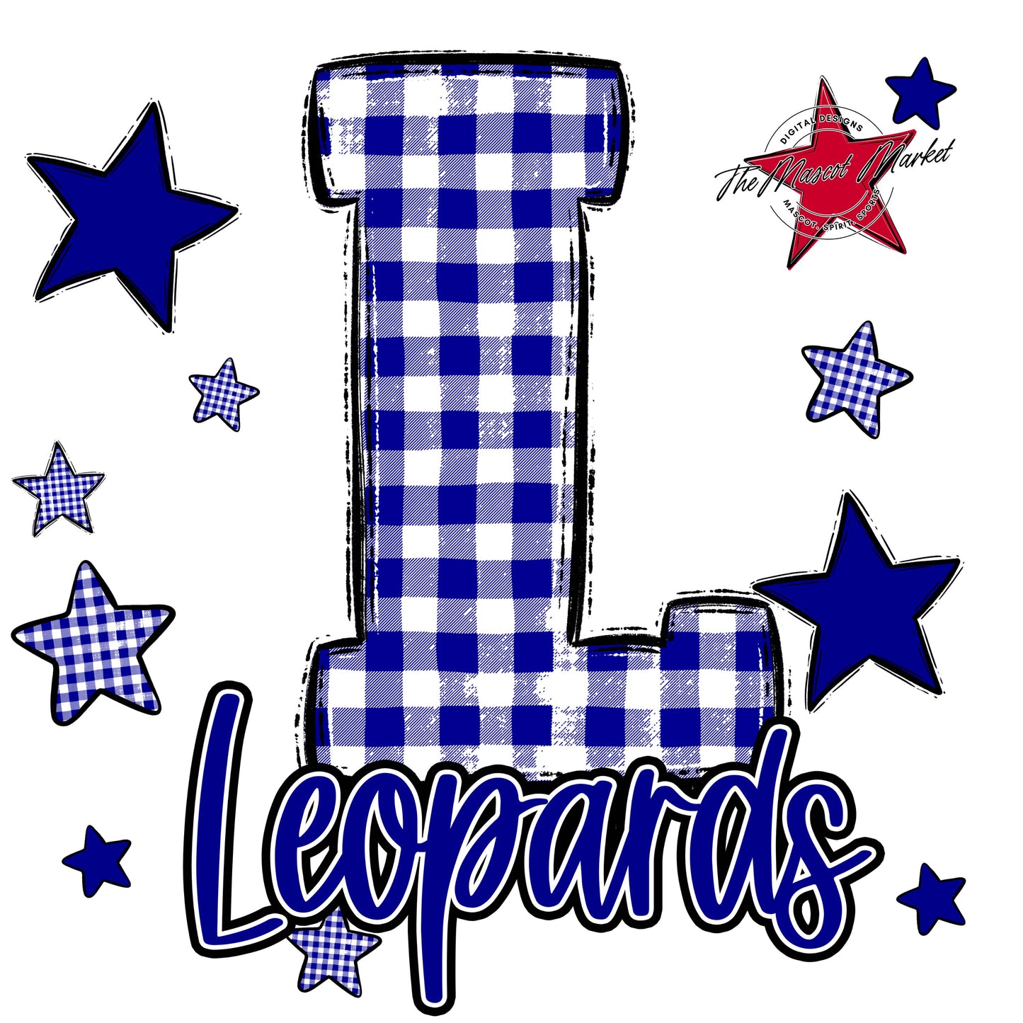 Leopards Plaid Star Design-Blue
