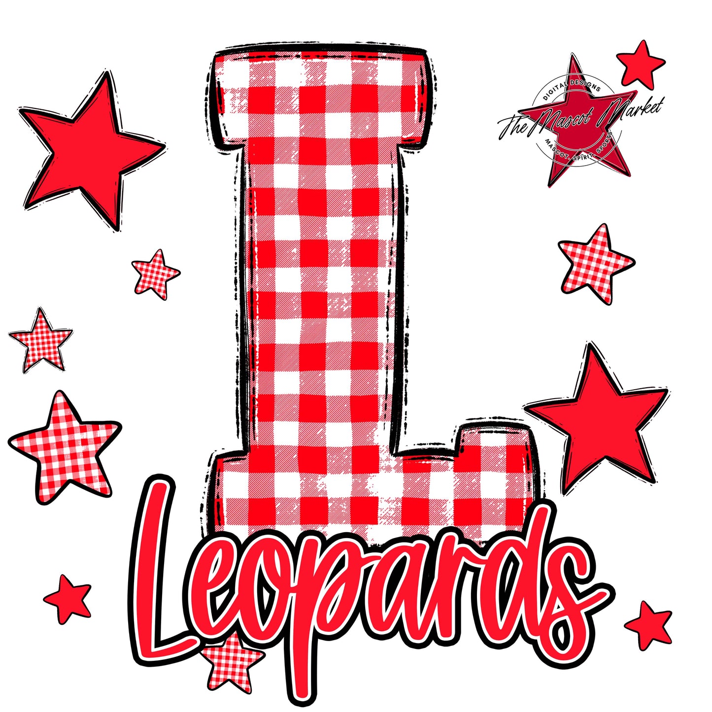Leopards Plaid Star Design-Bright Red