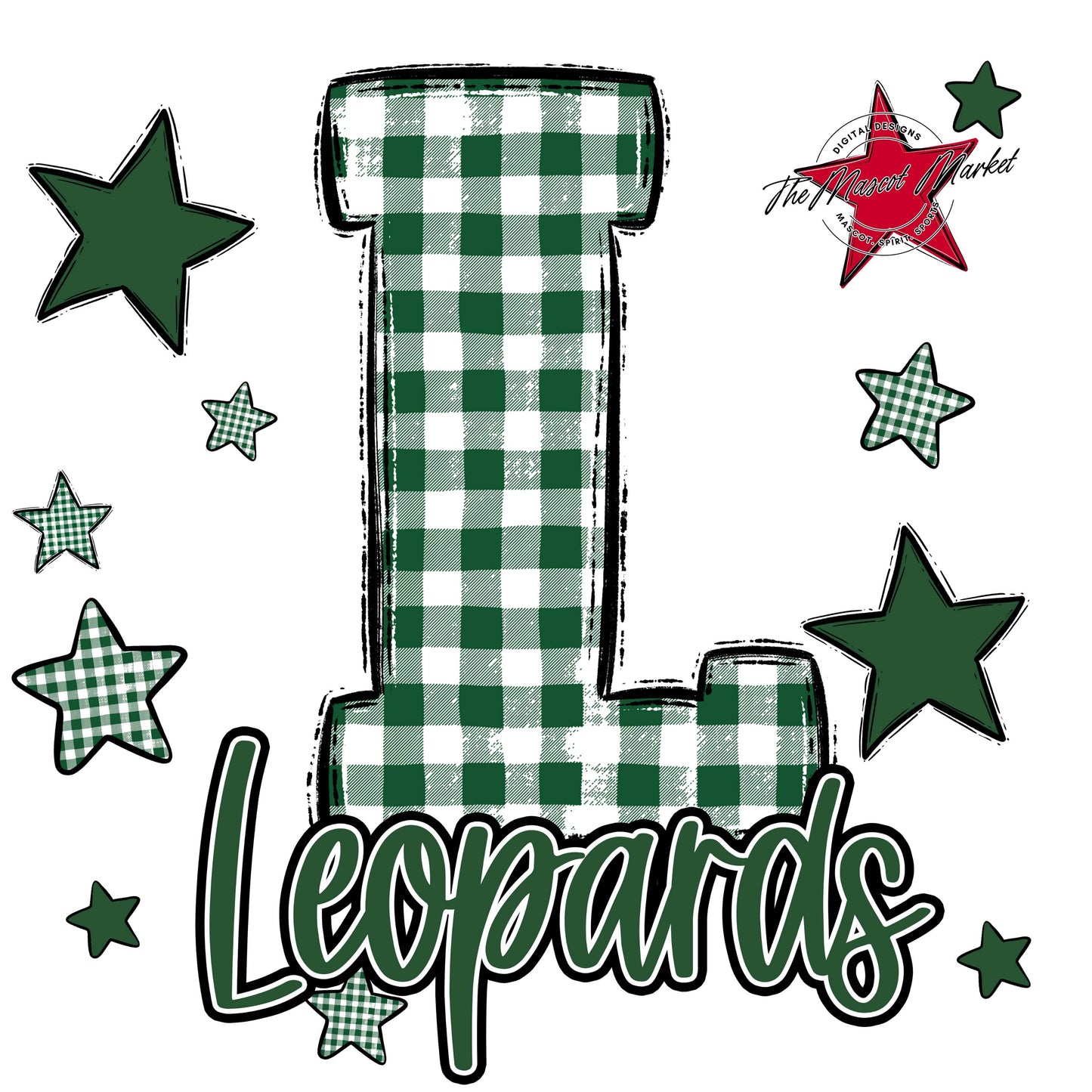 Leopards Plaid Star Design-Green