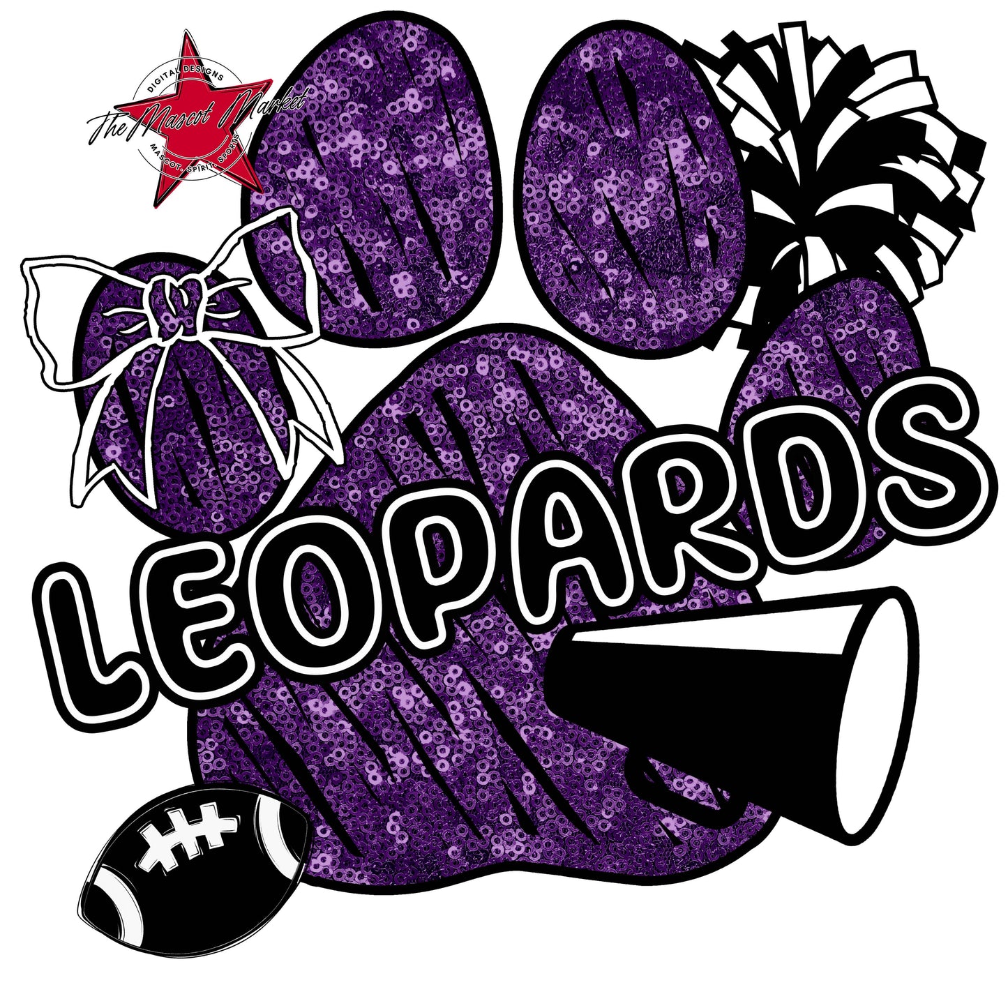 Leopards Sequins Paw Print Design-Purple
