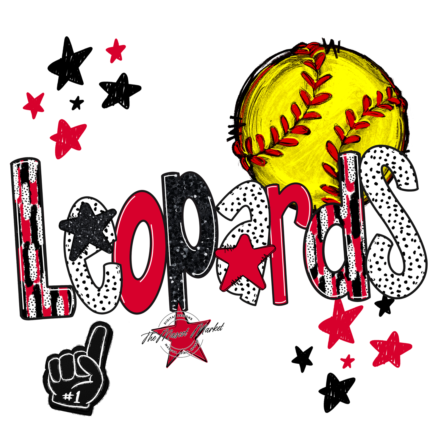 Leopards Softball Scrape-Red