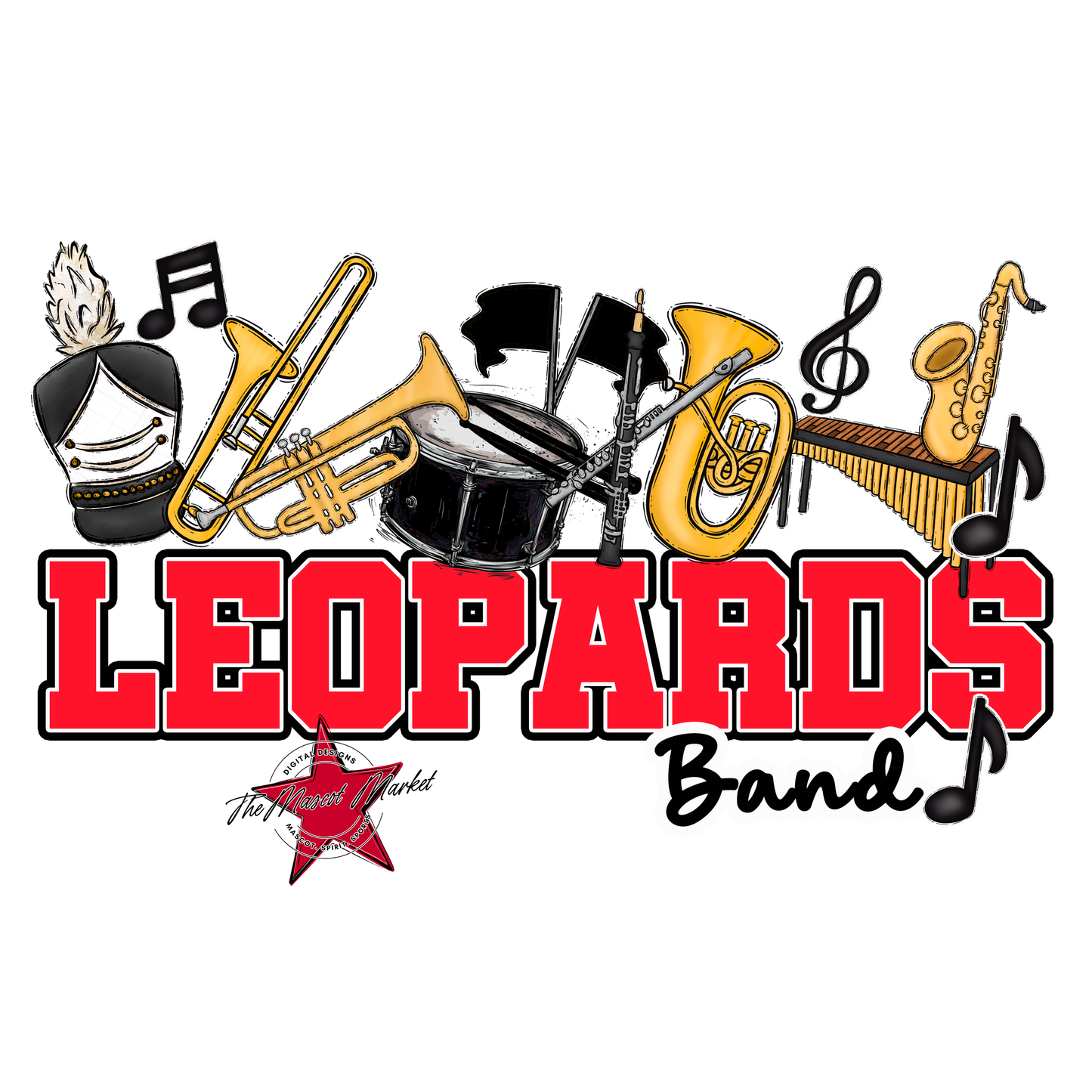Leopards Varsity Band-Bright Red
