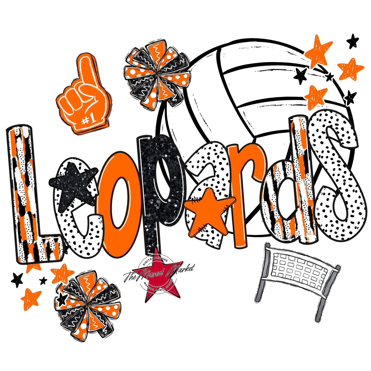 Leopards Volleyball Scrape-Orange