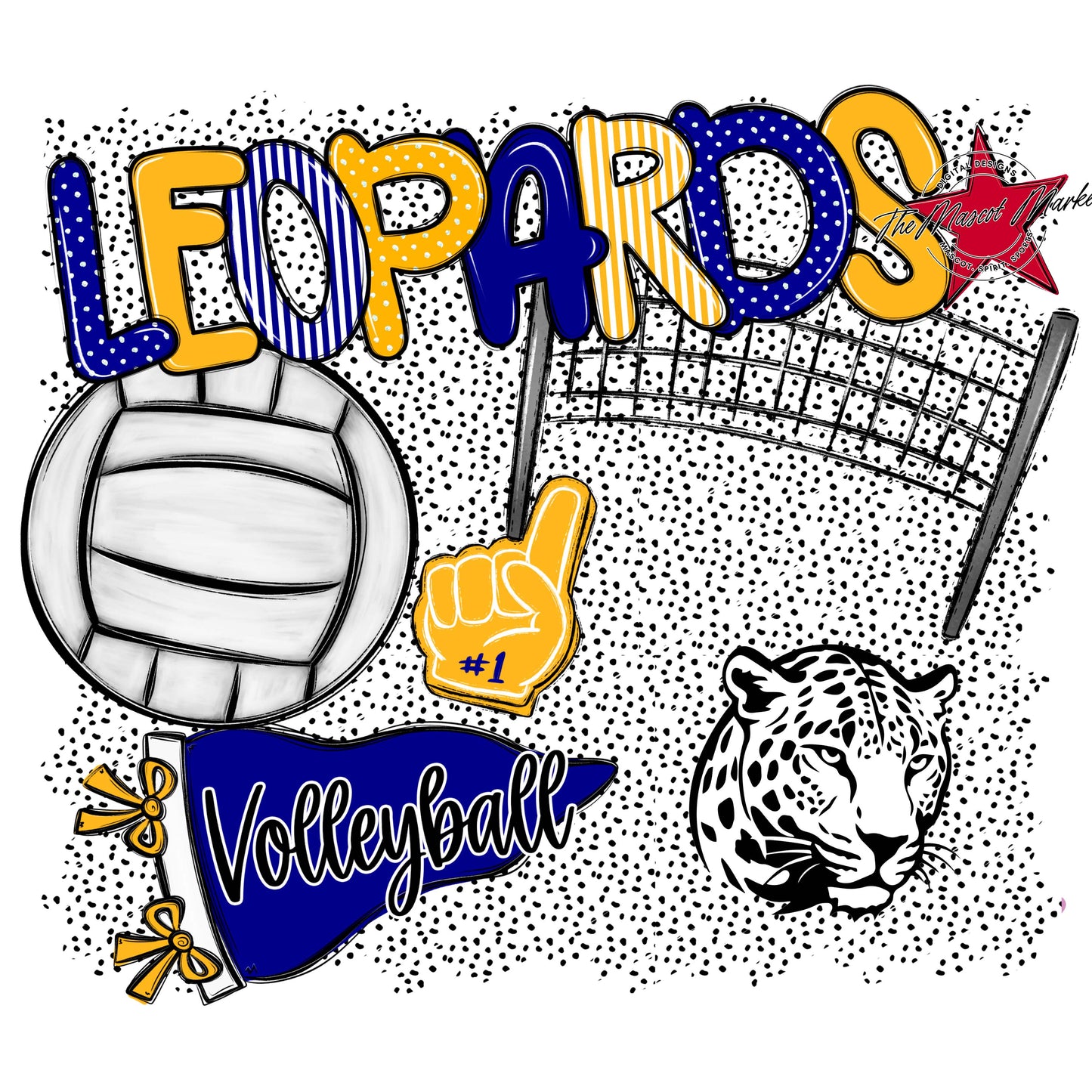 Leopards Volleyball Spirit-Blue & Yellow