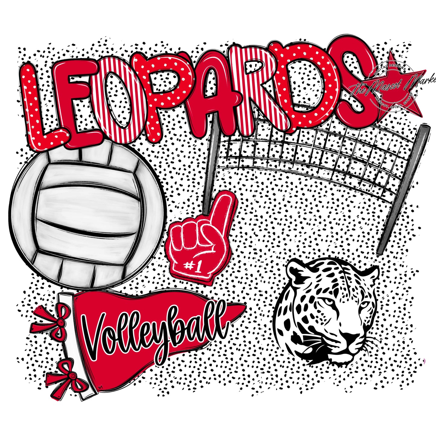 Leopards Volleyball Spirit-Red