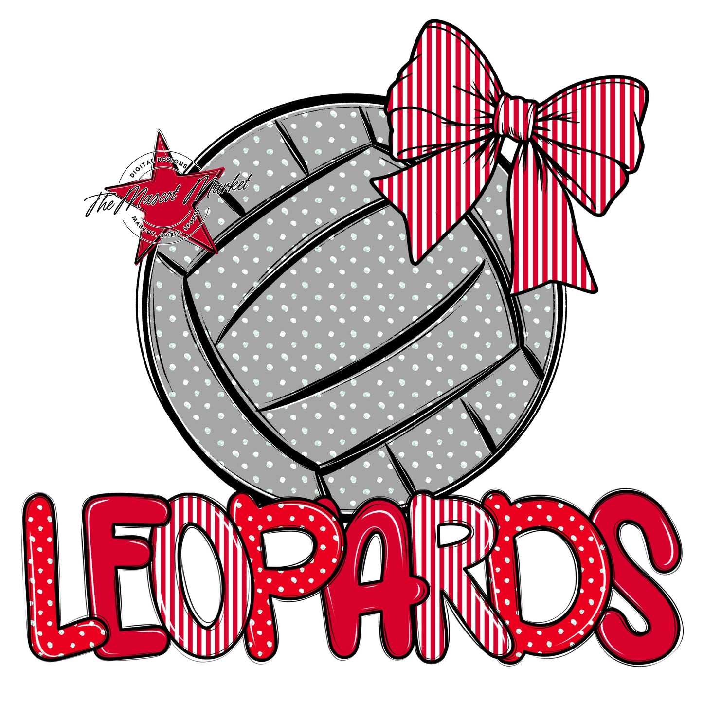 Leopards Volleyball Spirit Design-Red
