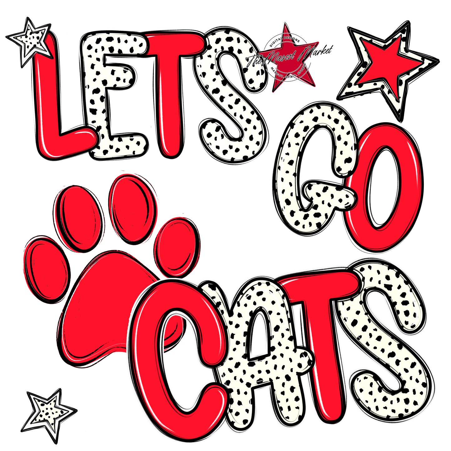 Lets Go Cats-Bright Red