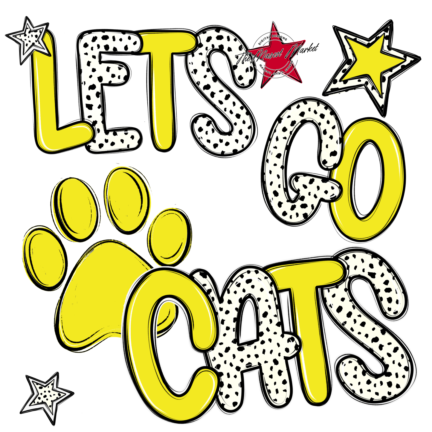 Lets Go Cats-Bright Yellow