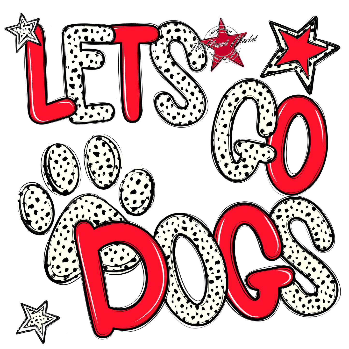 Lets Go Dogs-Bright Red