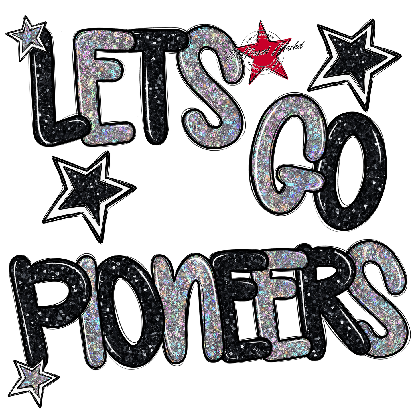 Lets Go Pioneers Glitter-Black-Silver