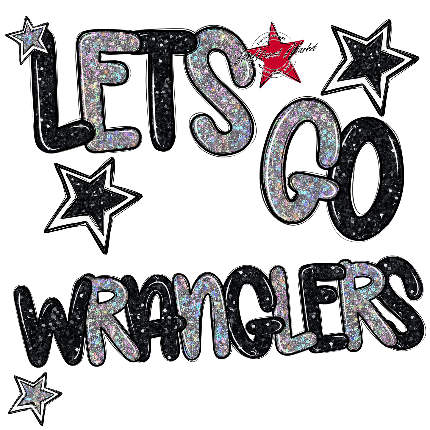Lets Go Wranglers Glitter-Black-Silver