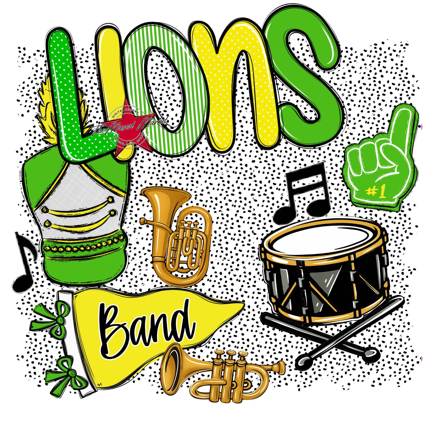 Lions Band Spirit-Bright Green & Bright Yellow