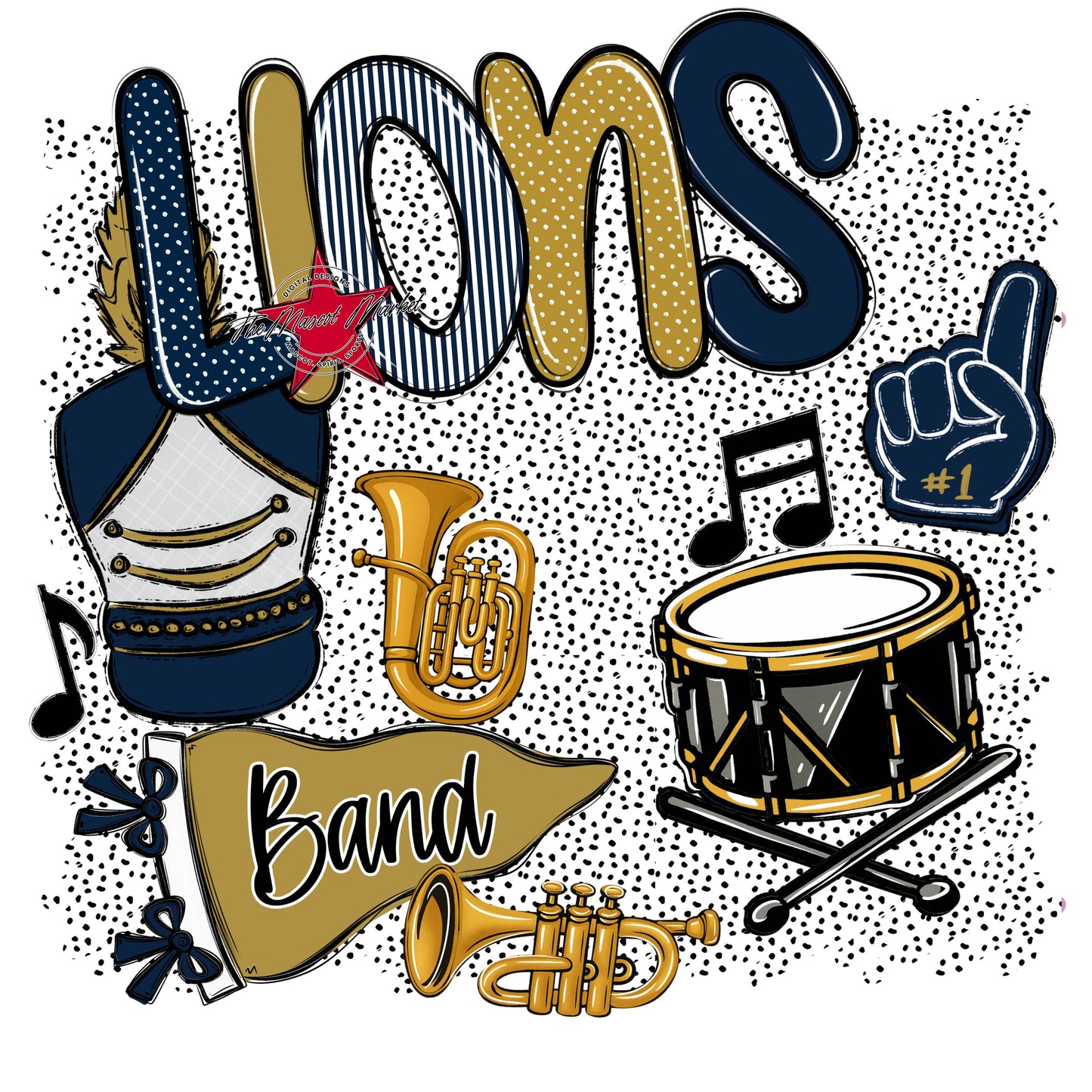 Lions Band Spirit-Navy & Gold