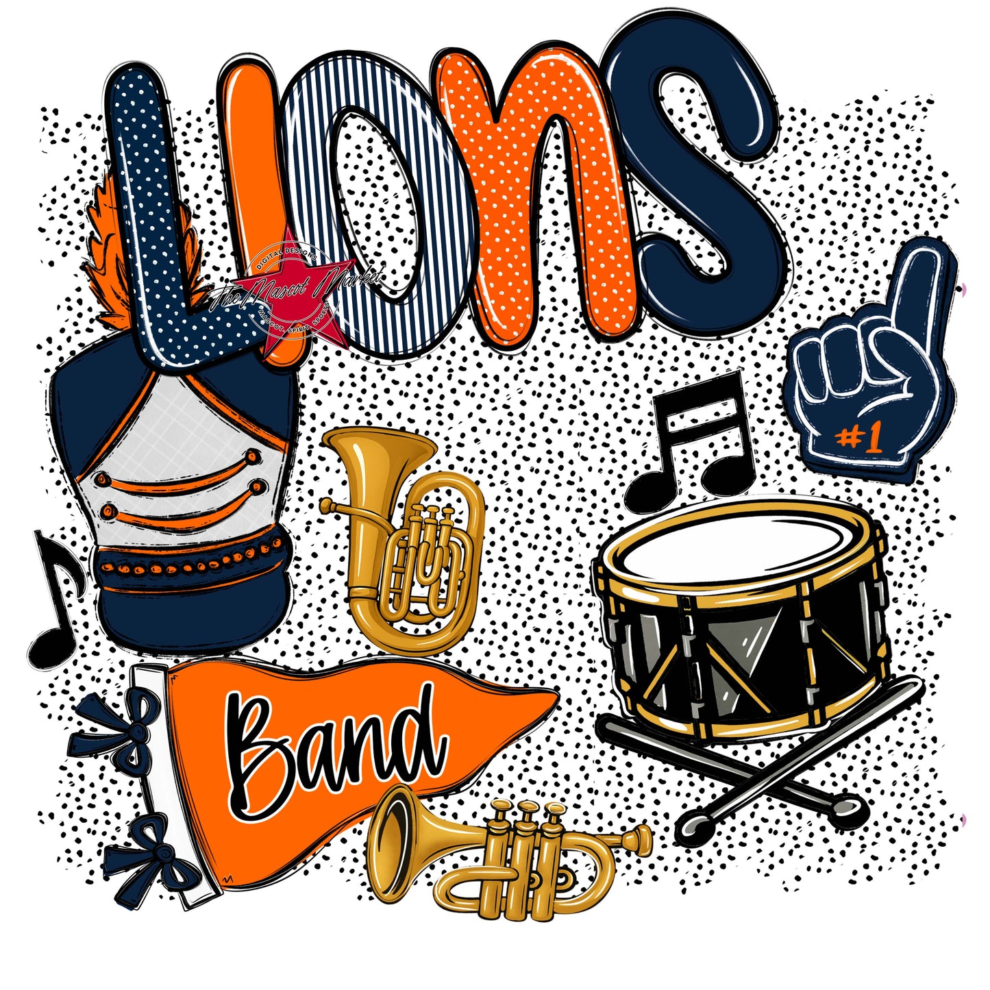 Lions Band Spirit-Navy & Orange