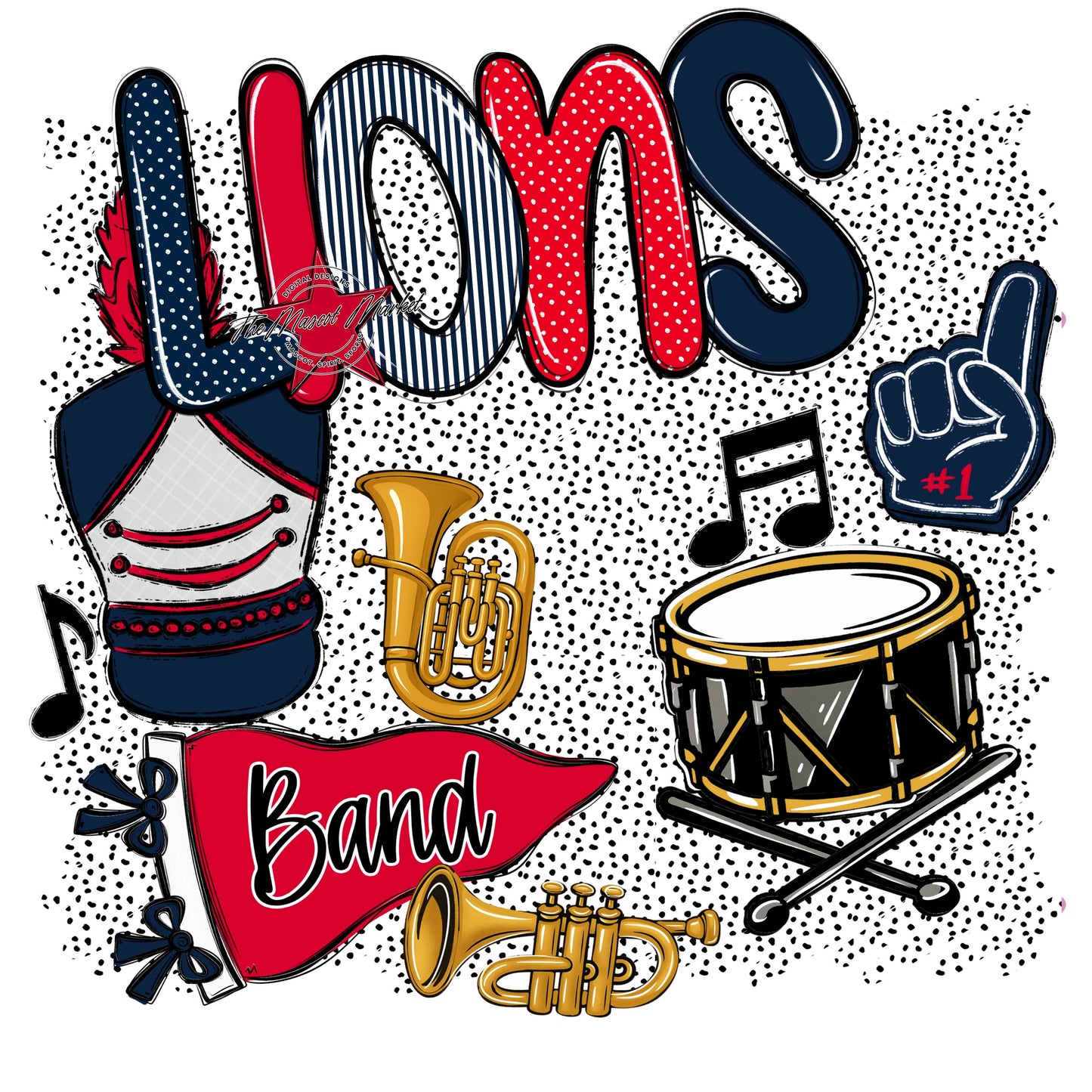Lions Band Spirit-Navy & Red
