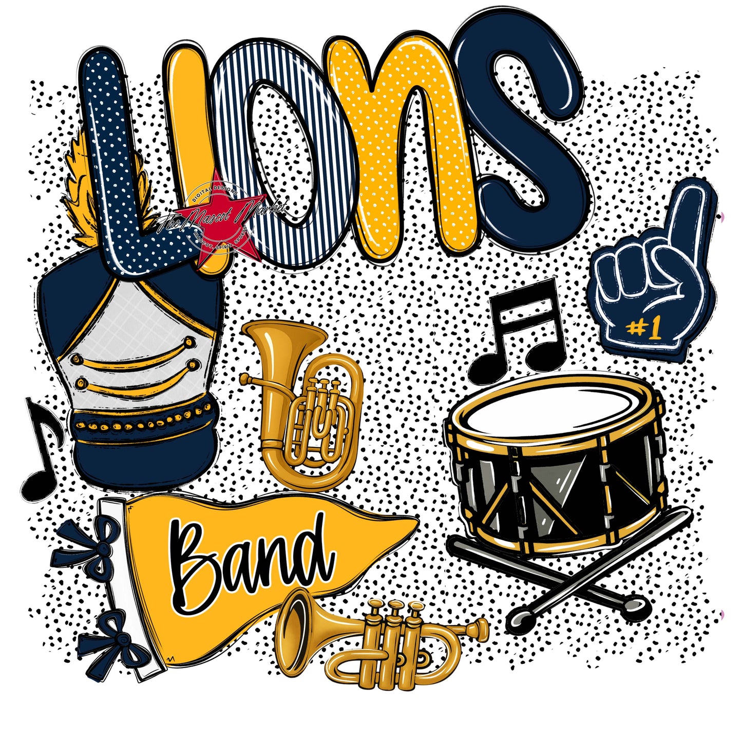 Lions Band Spirit-Navy & Yellow