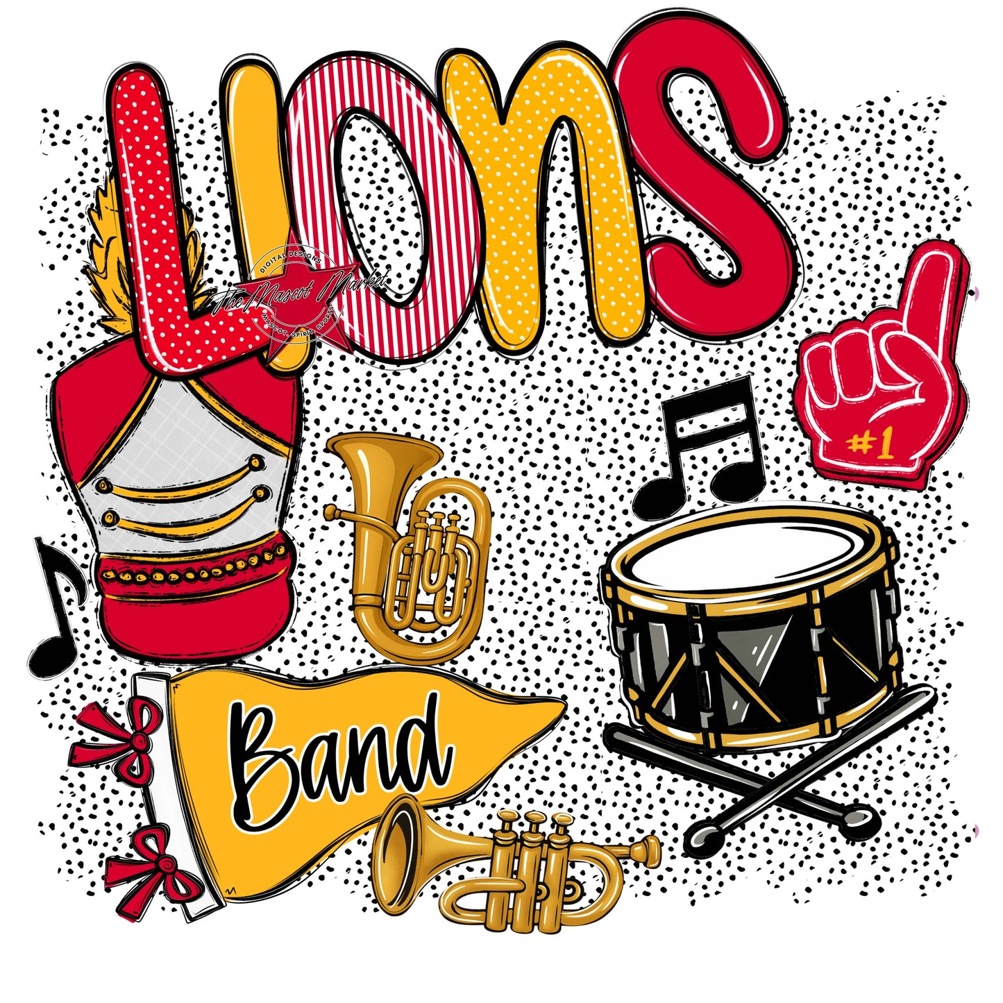 Lions Band Spirit-Red & Yellow