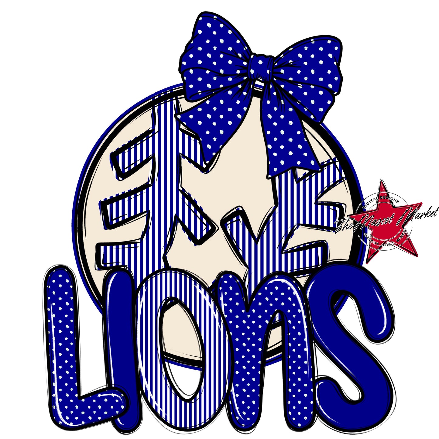 Lions Baseball-Softball Spirit Design-Blue