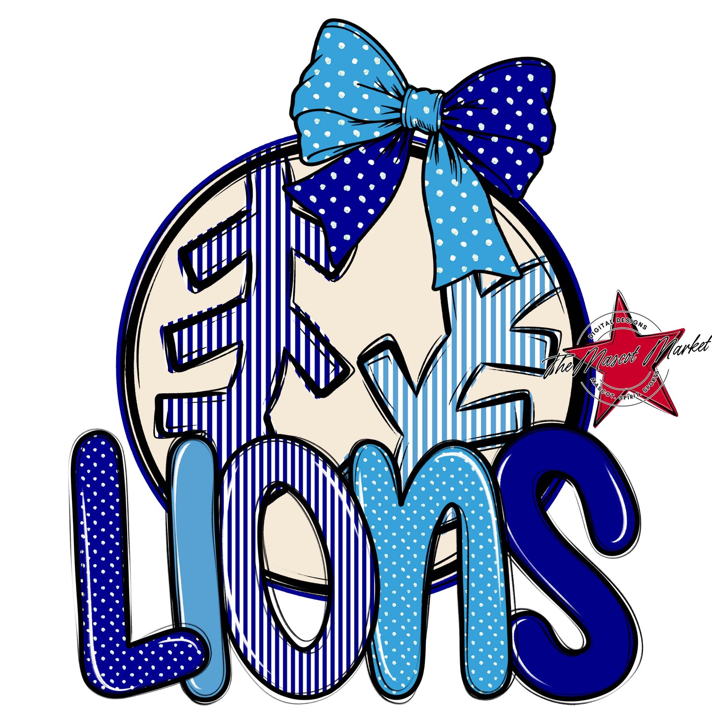 Lions Baseball-Softball Spirit Design-Blue & Carolina Blue