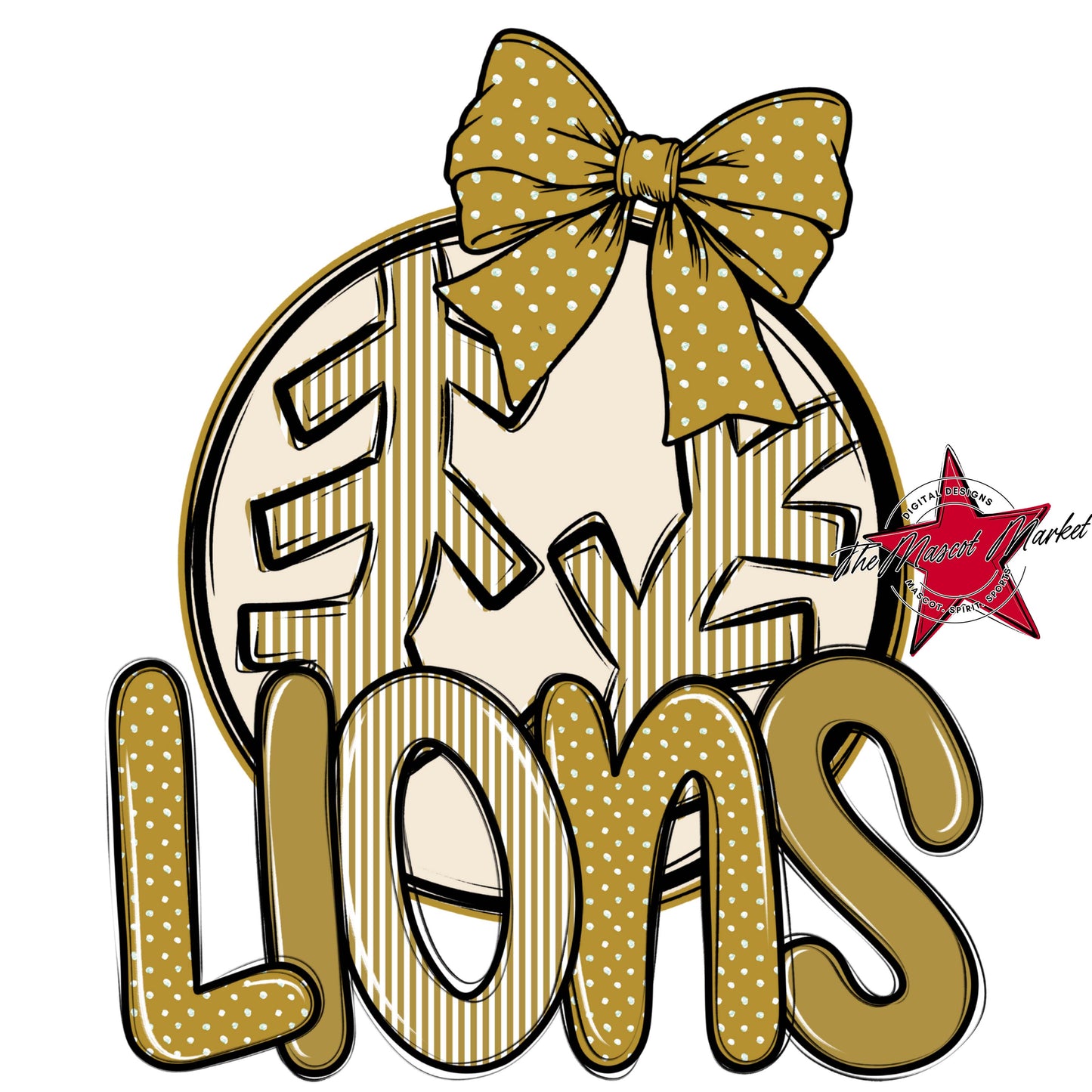 Lions Baseball-Softball Spirit Design-Gold