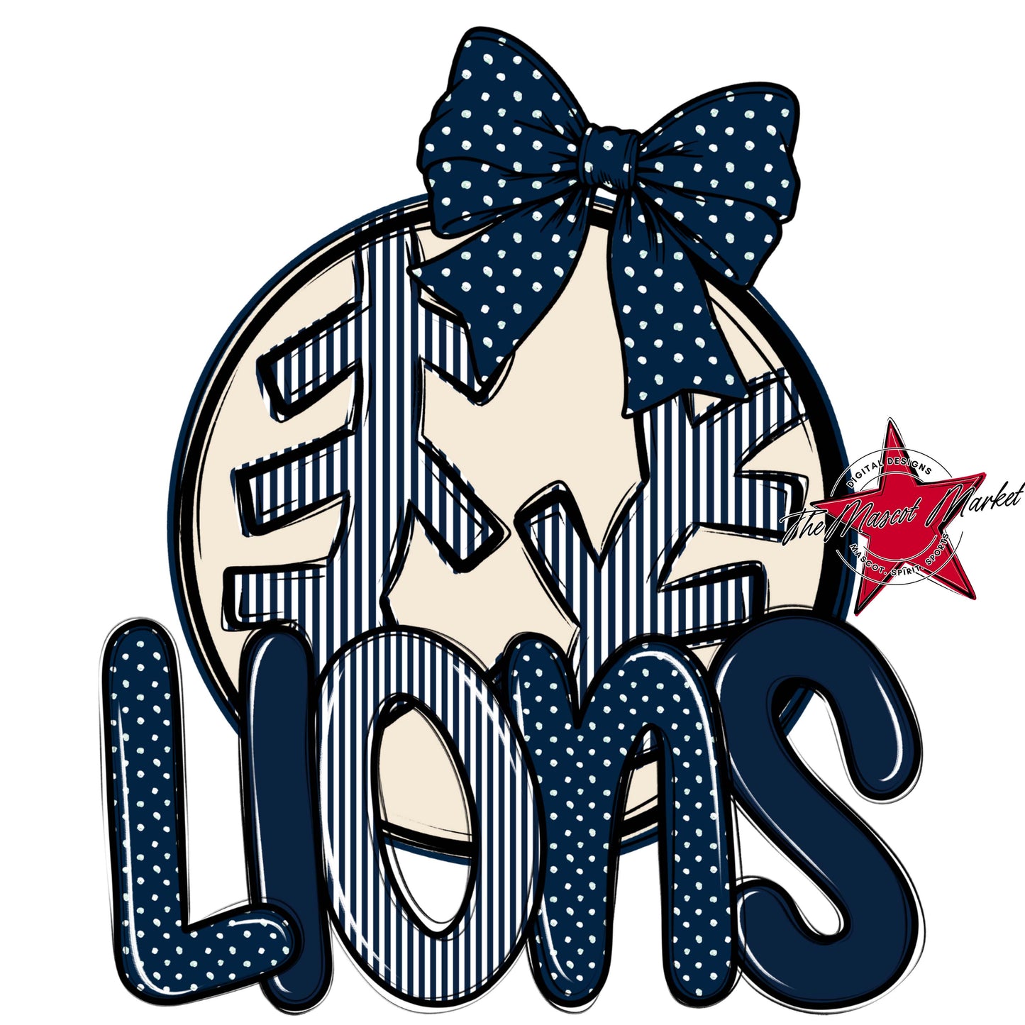Lions Baseball-Softball Spirit Design-Navy