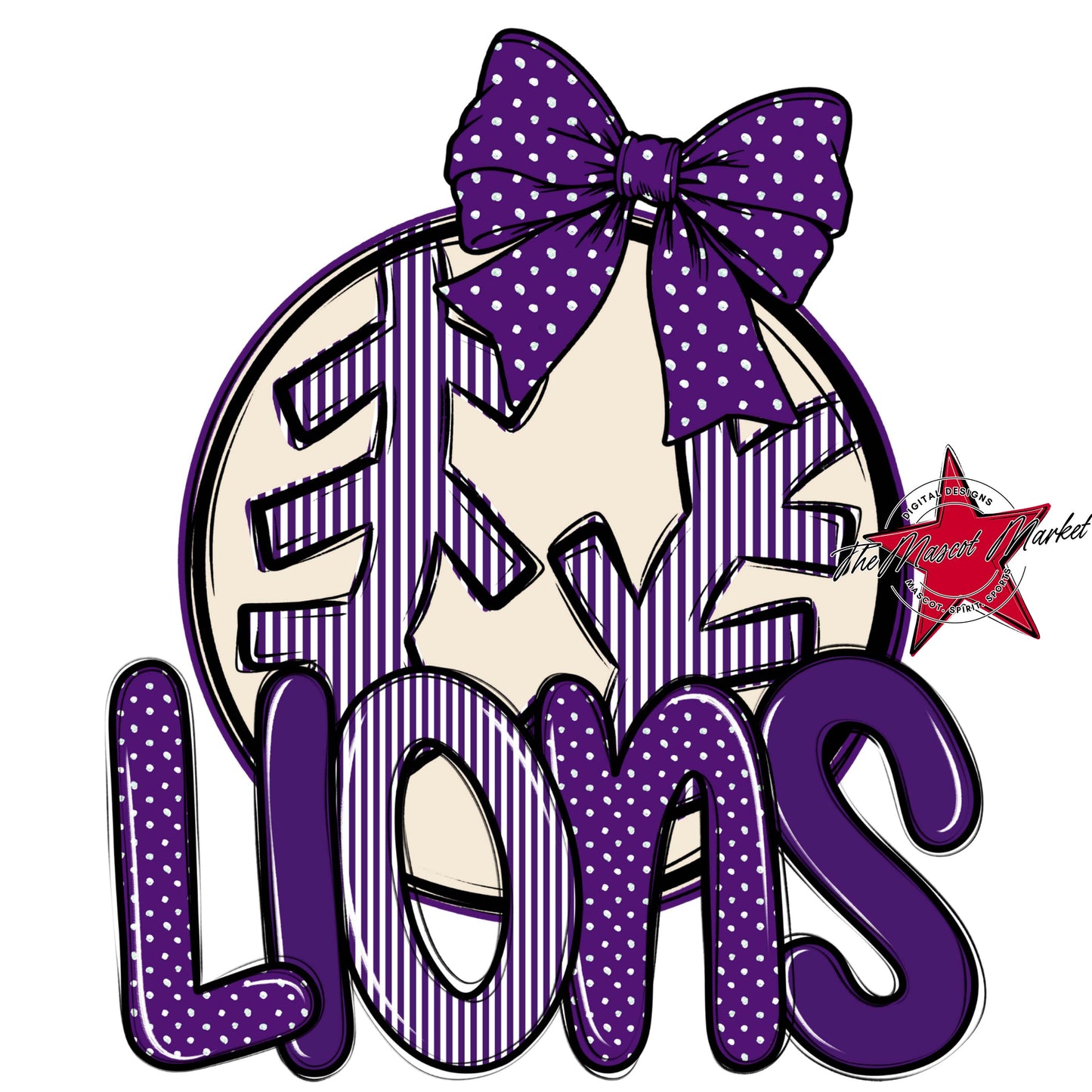 Lions Baseball-Softball Spirit Design-Purple