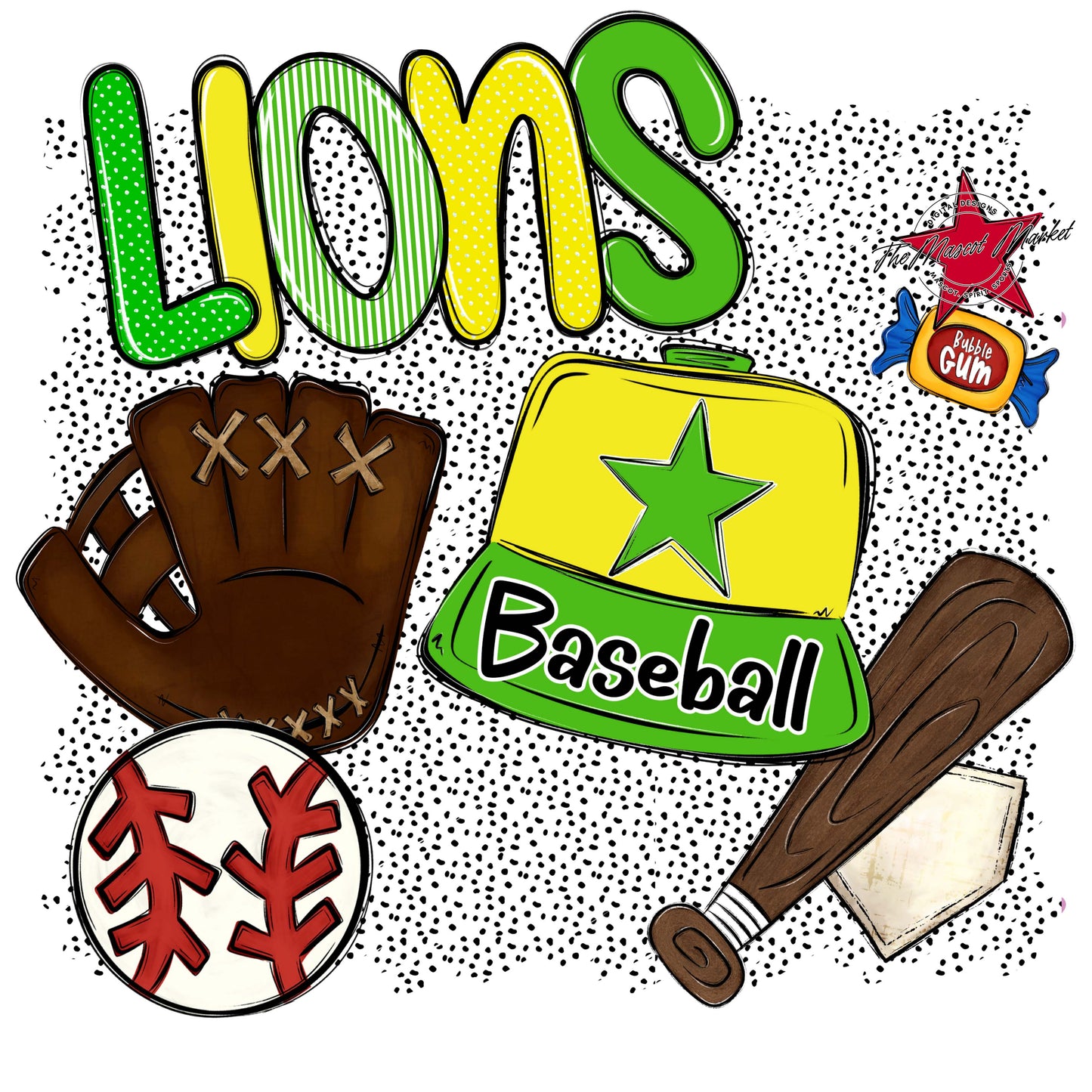 Lions Baseball Spirit-Bright Green & Bright Yellow