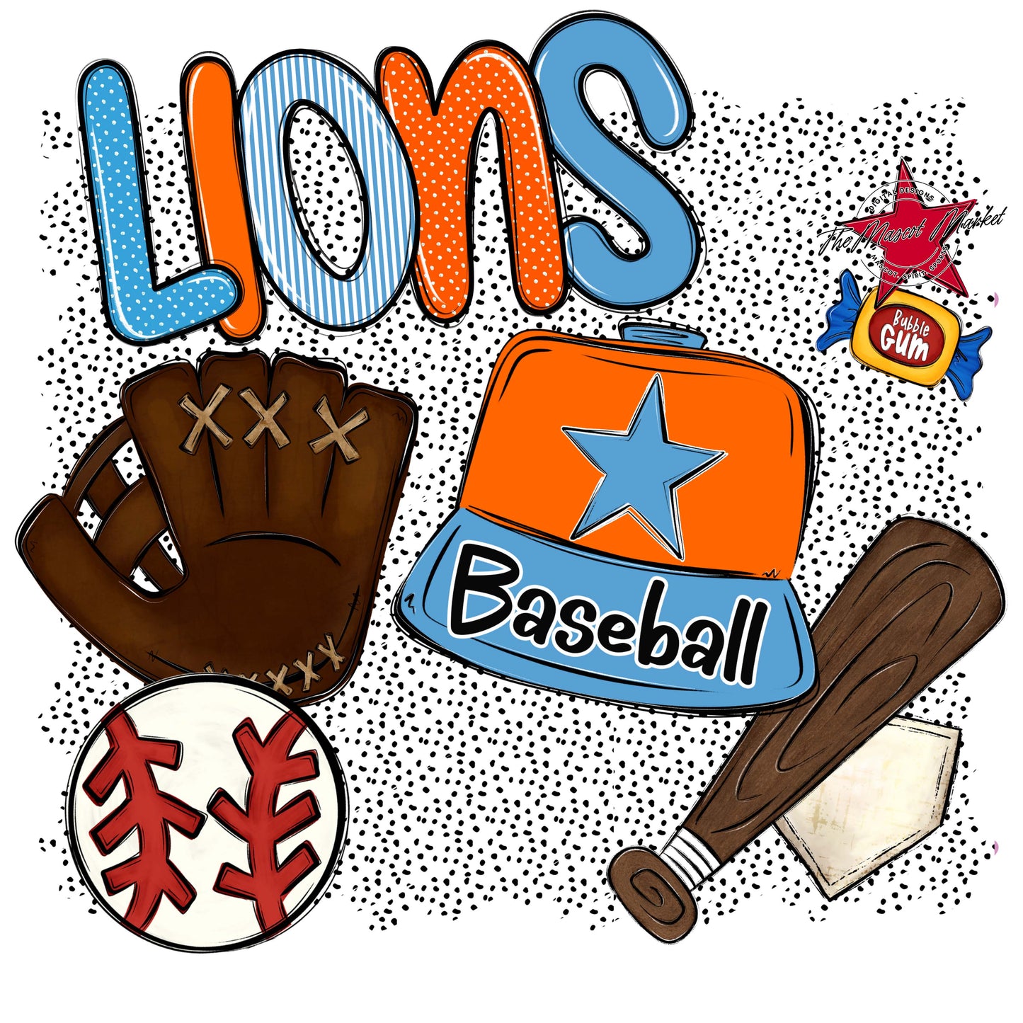 Lions Baseball Spirit-Carolina Blue & Orange