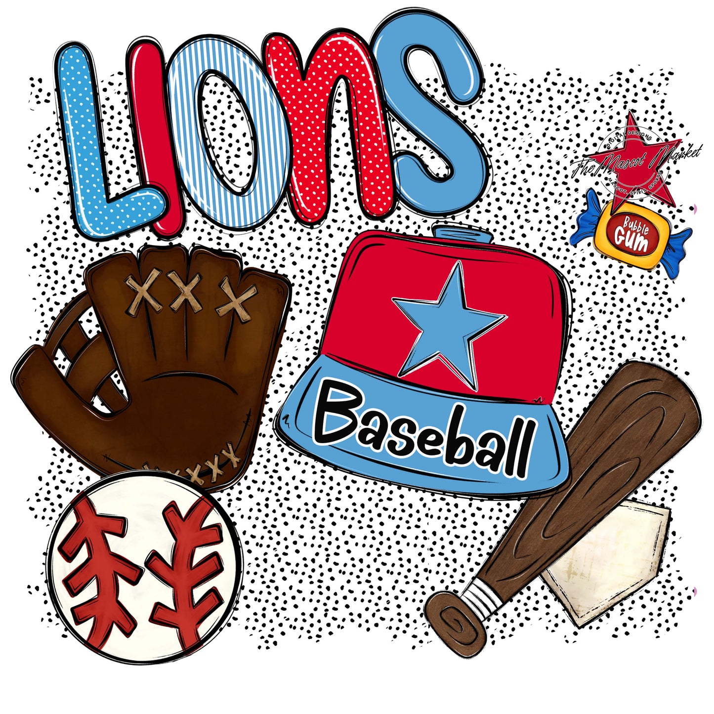 Lions Baseball Spirit-Carolina Blue & Red
