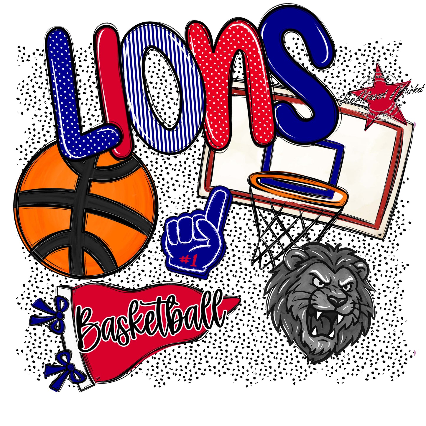 Lions Basketball Spirit-Blue & Red