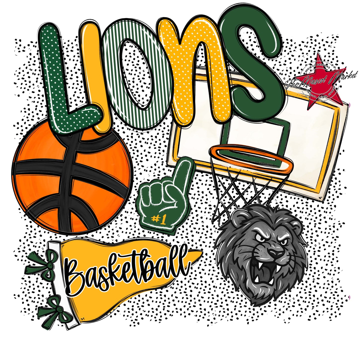 Lions Basketball Spirit-Green & Yellow
