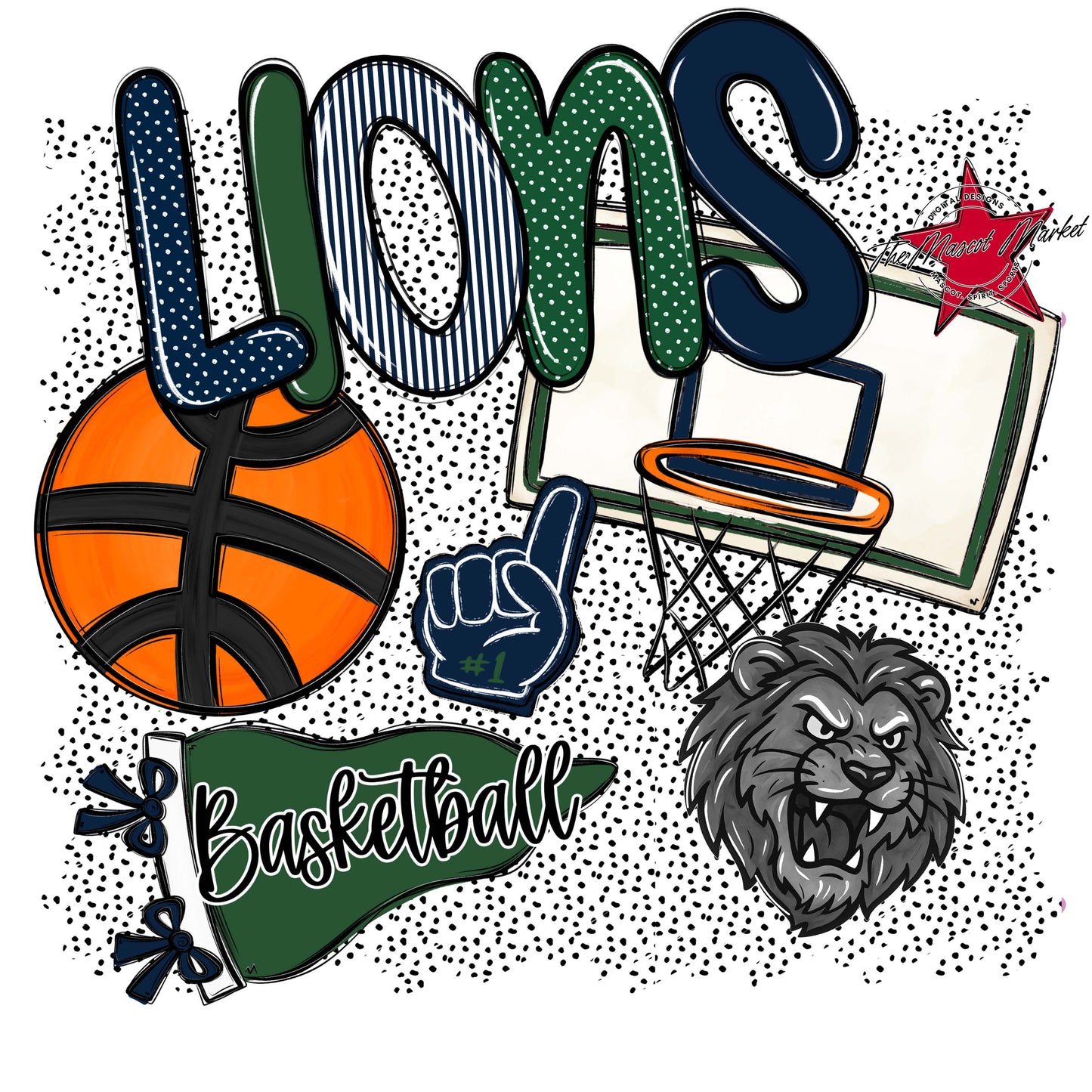 Lions Basketball Spirit-Navy & Green