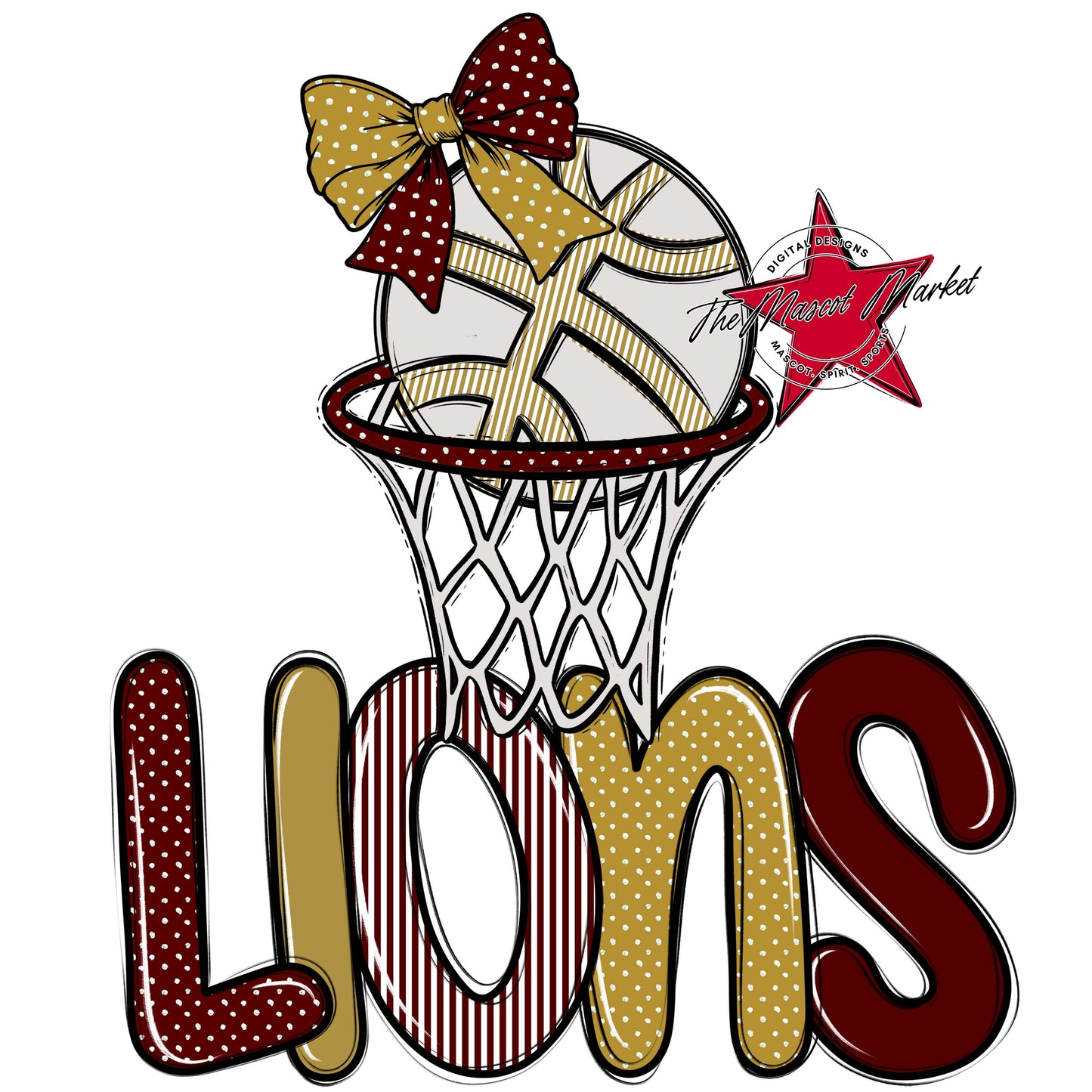 Lions Basketball Spirit Design-Maroon & Gold